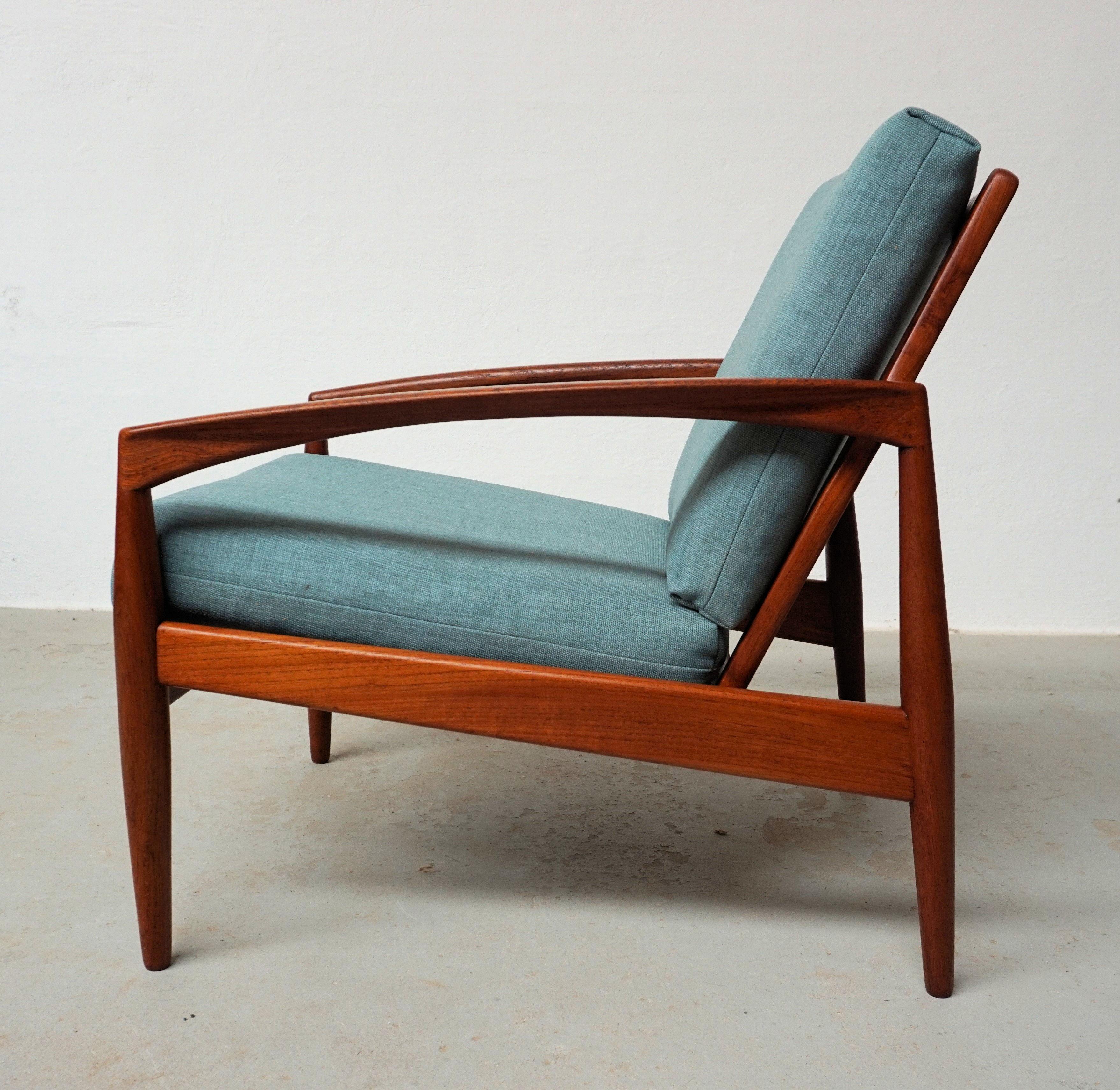Danese Sedia da salotto Kai Kristiansen in teak con coltelli di carta completamente restaurata e personalizzabile in vendita