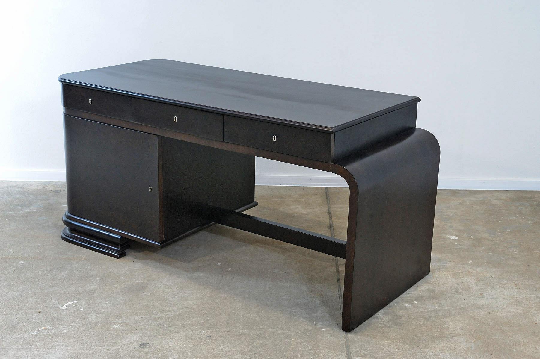  Fully restored Large ART DECO writing desk, 1930´s, Bohemia For Sale 5