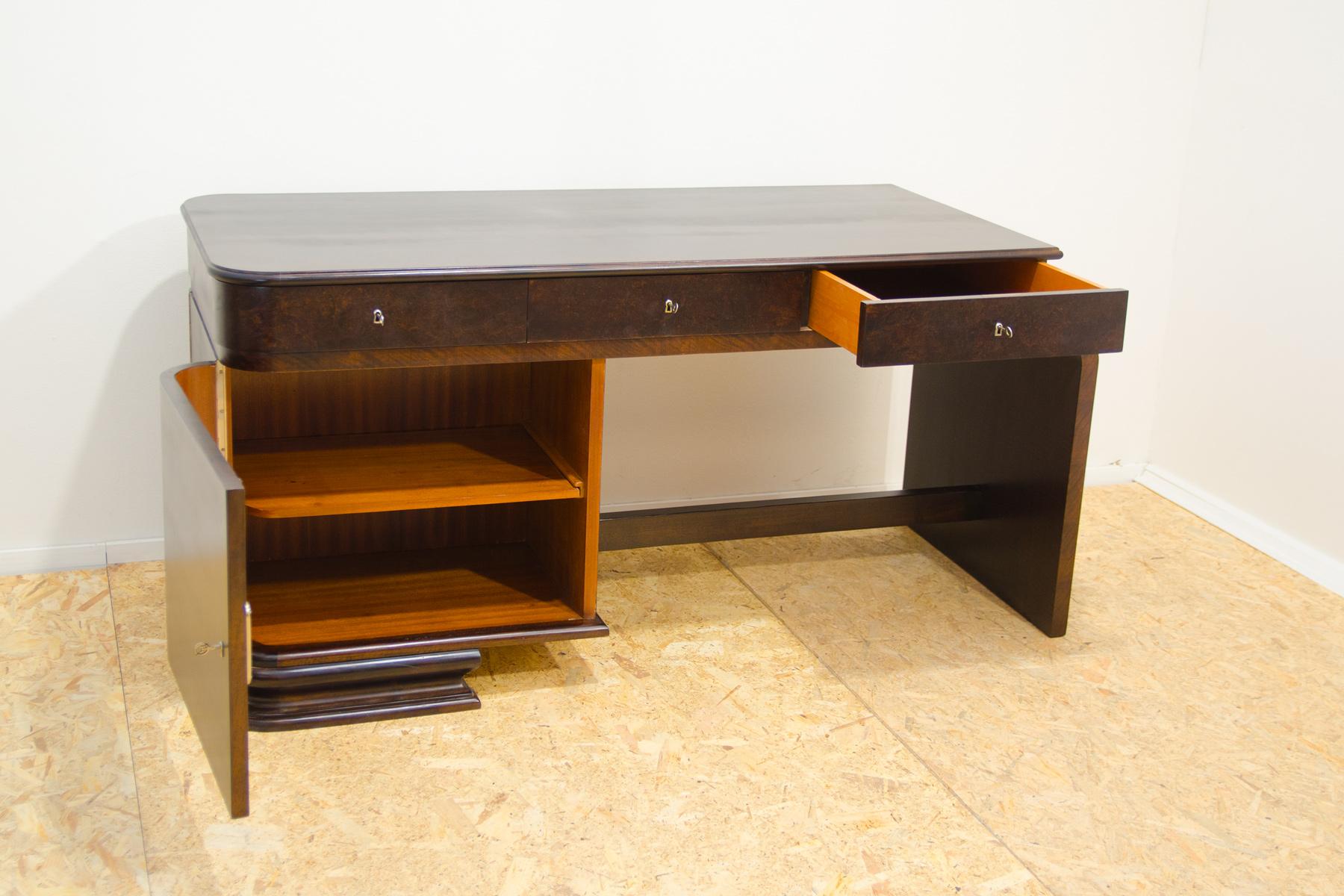 Fully restored Large ART DECO writing desk, 1930´s, Bohemia For Sale 10