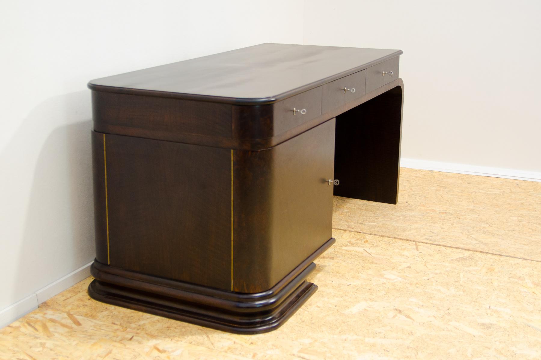 Art Deco Fully restored Large ART DECO writing desk, 1930´s, Bohemia For Sale