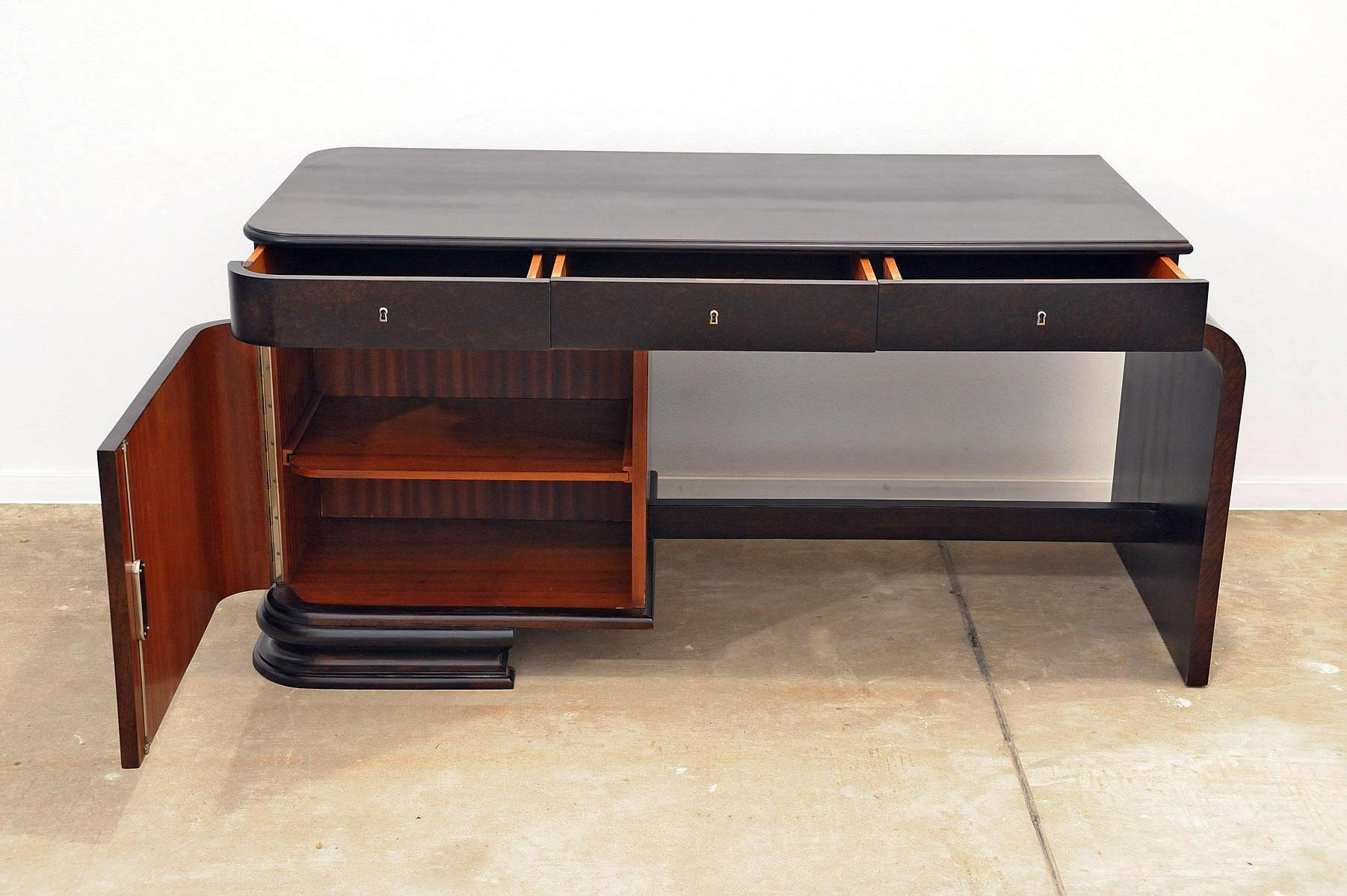 Art Deco  Fully restored Large ART DECO writing desk, 1930´s, Bohemia For Sale