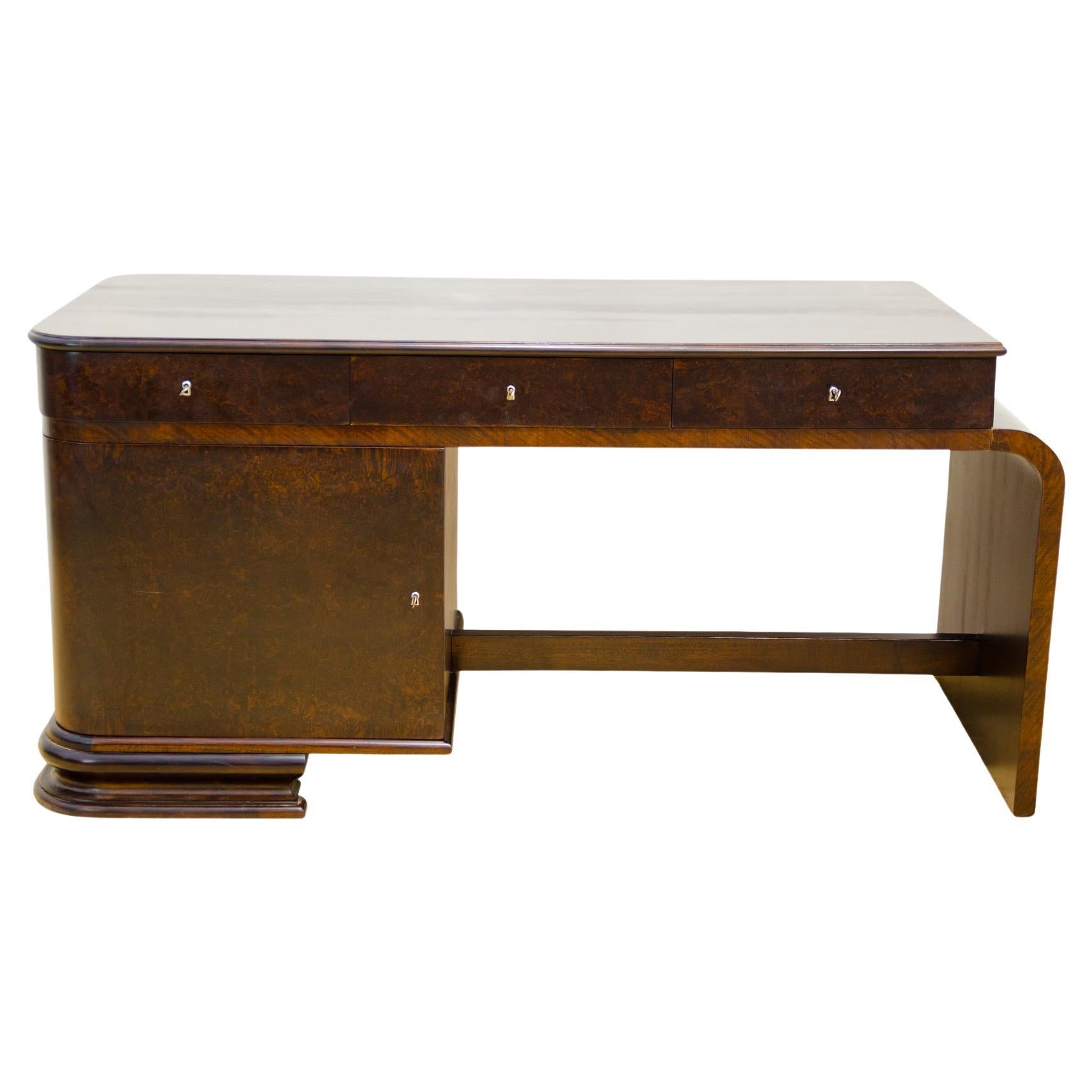 Fully restored Large ART DECO writing desk, 1930´s, Bohemia For Sale