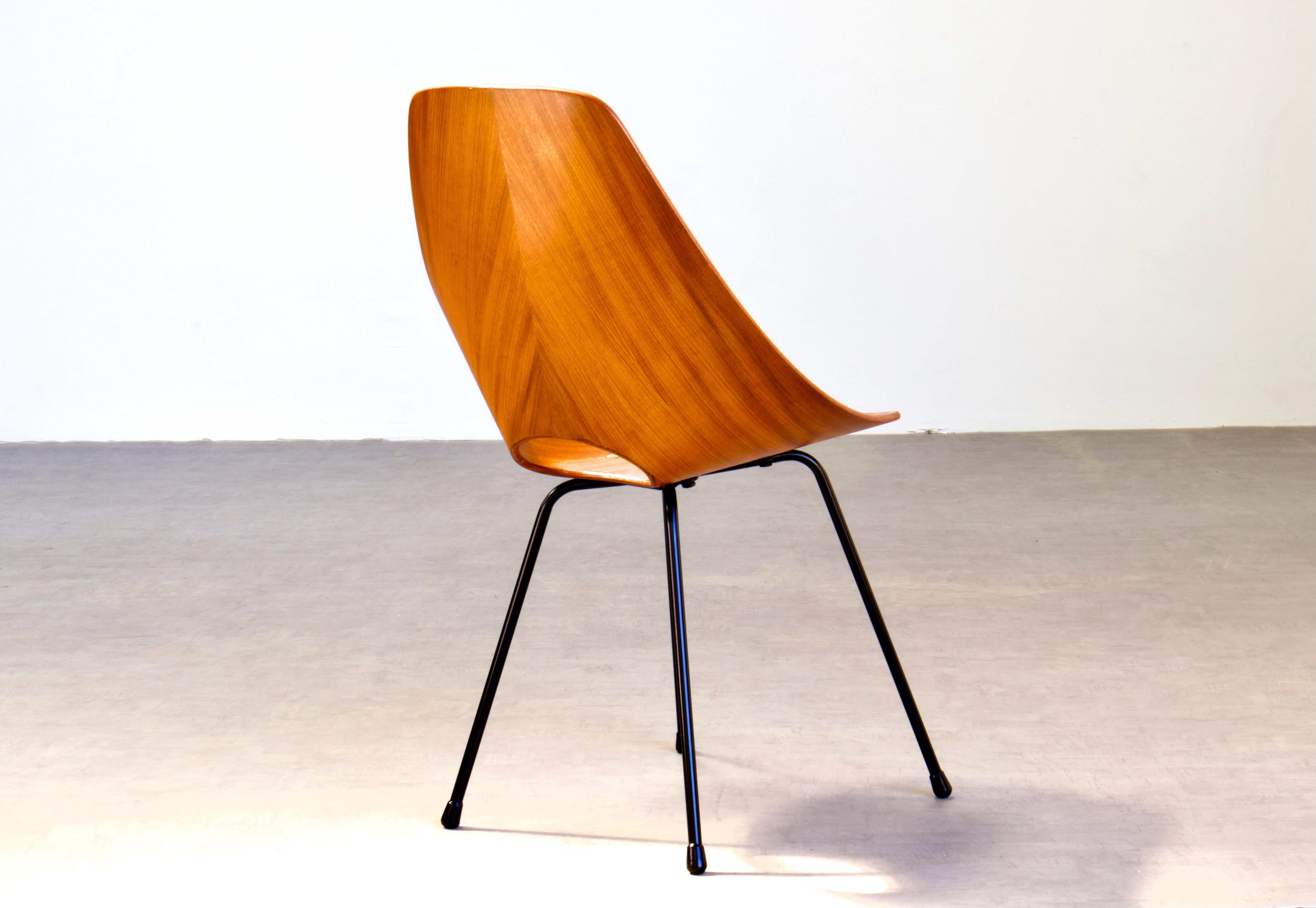 Mid-20th Century Fully Restored Medea Side Chair in Medium Exotic Hardwood, Nobili, 1955 Italy For Sale