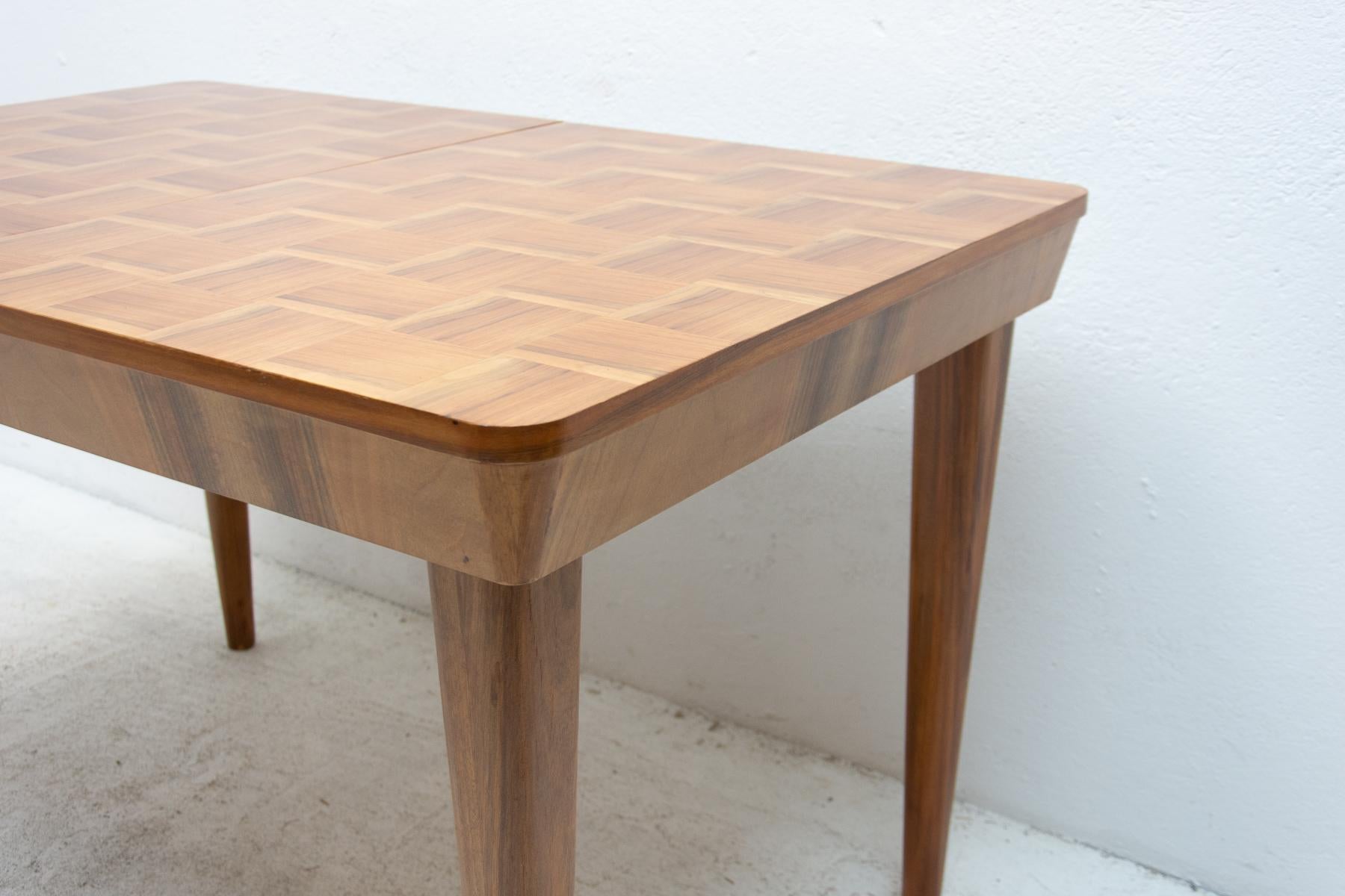 Fully Restored Midcentury Adjustable Dining Table with a Chess Pattern by Jindř 2