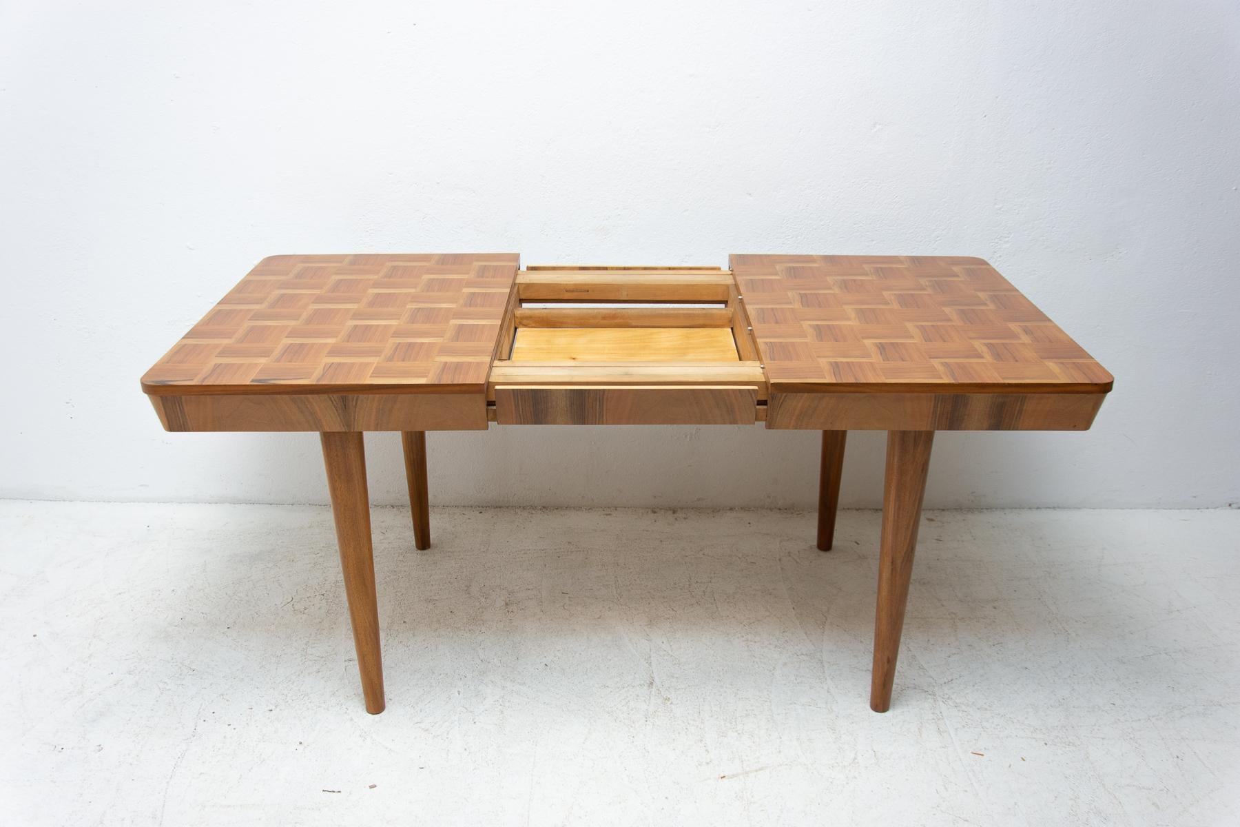 Fully Restored Midcentury Adjustable Dining Table with a Chess Pattern by Jindř 3