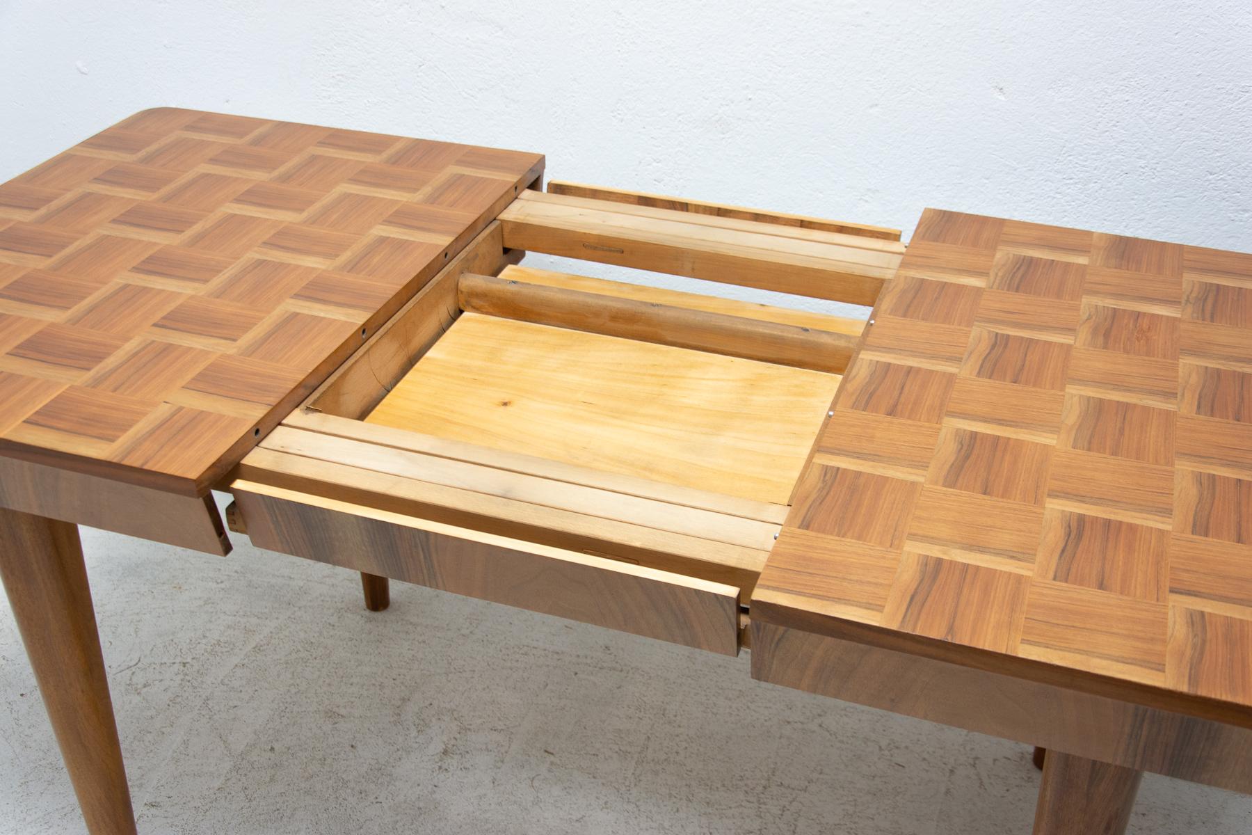 Fully Restored Midcentury Adjustable Dining Table with a Chess Pattern by Jindř 4