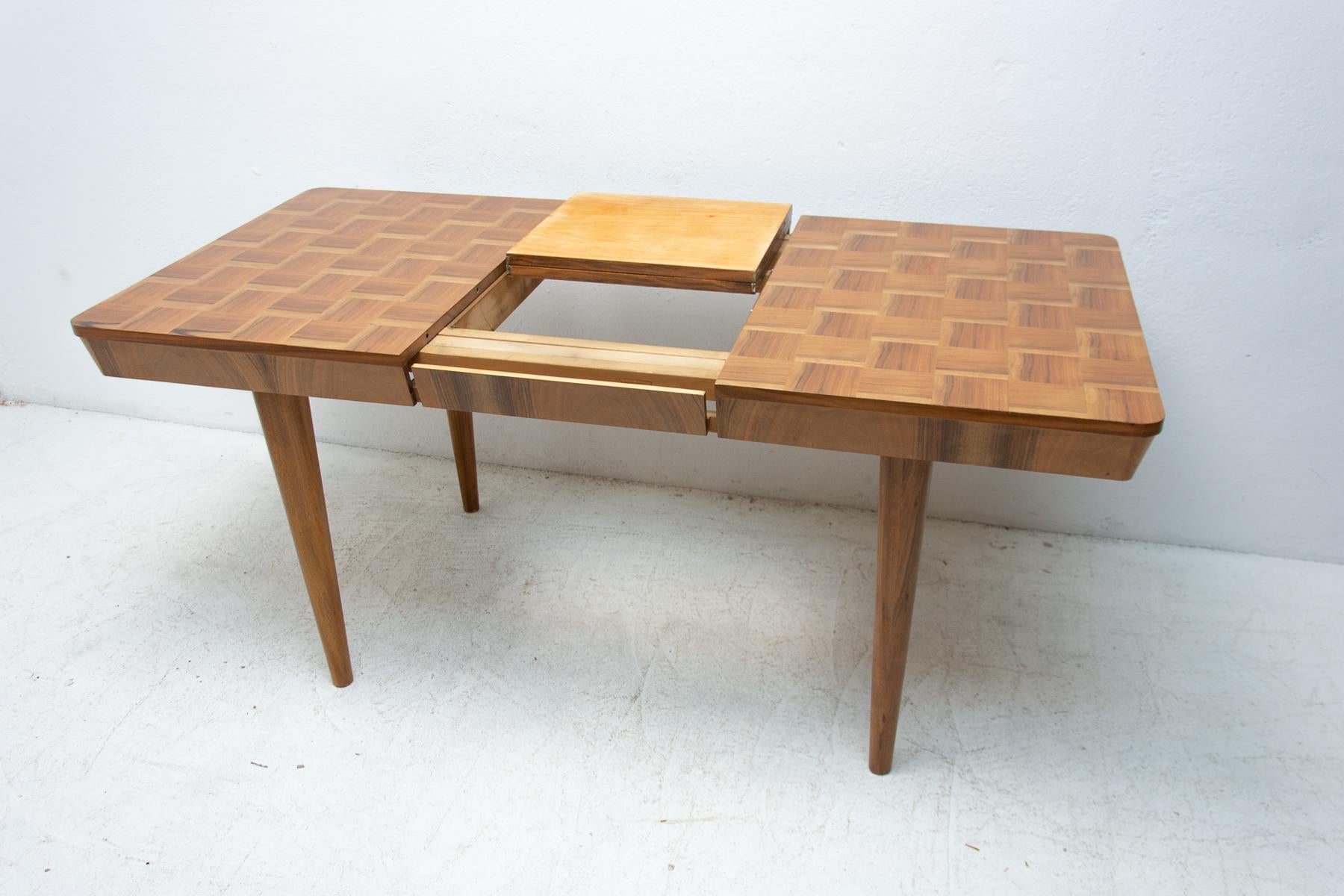 Fully Restored Midcentury Adjustable Dining Table with a Chess Pattern by Jindř 5