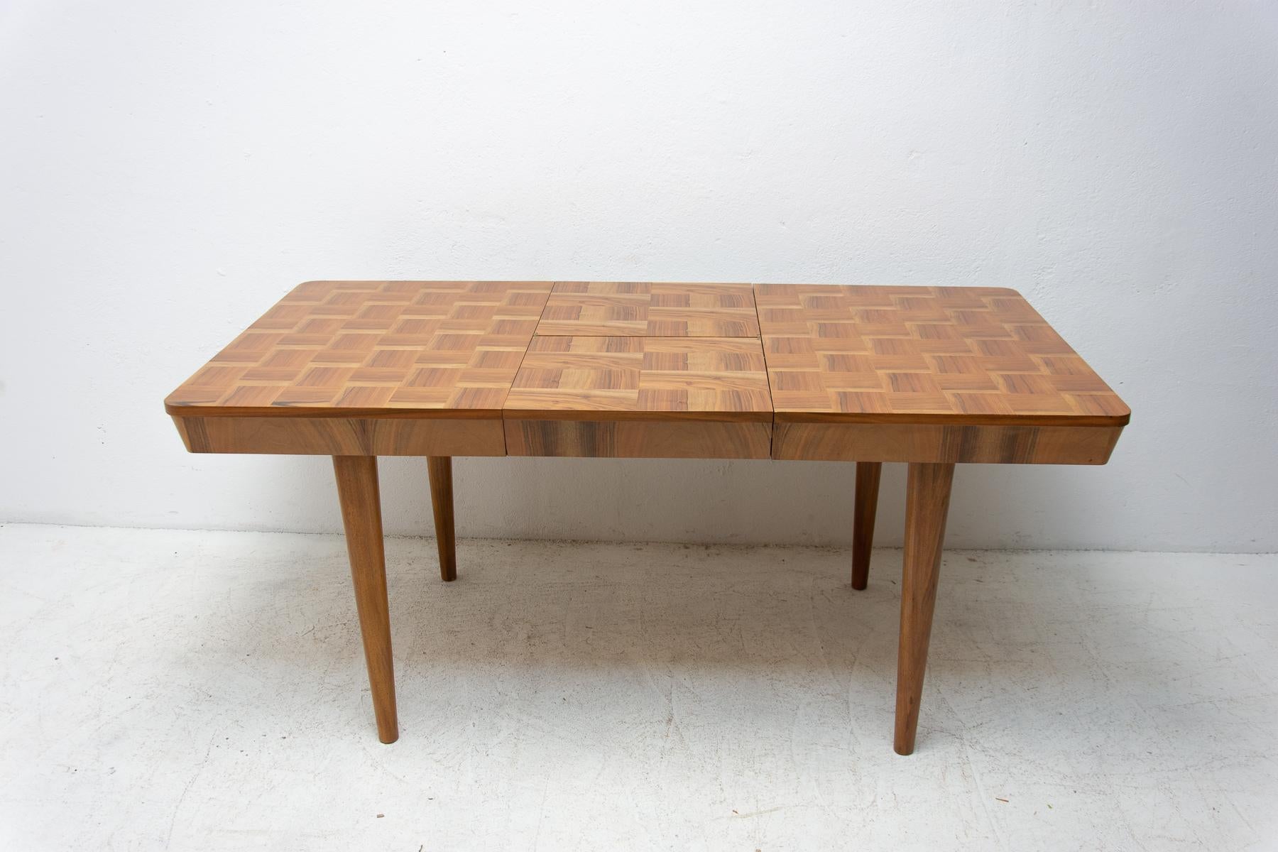 Fully Restored Midcentury Adjustable Dining Table with a Chess Pattern by Jindř 6