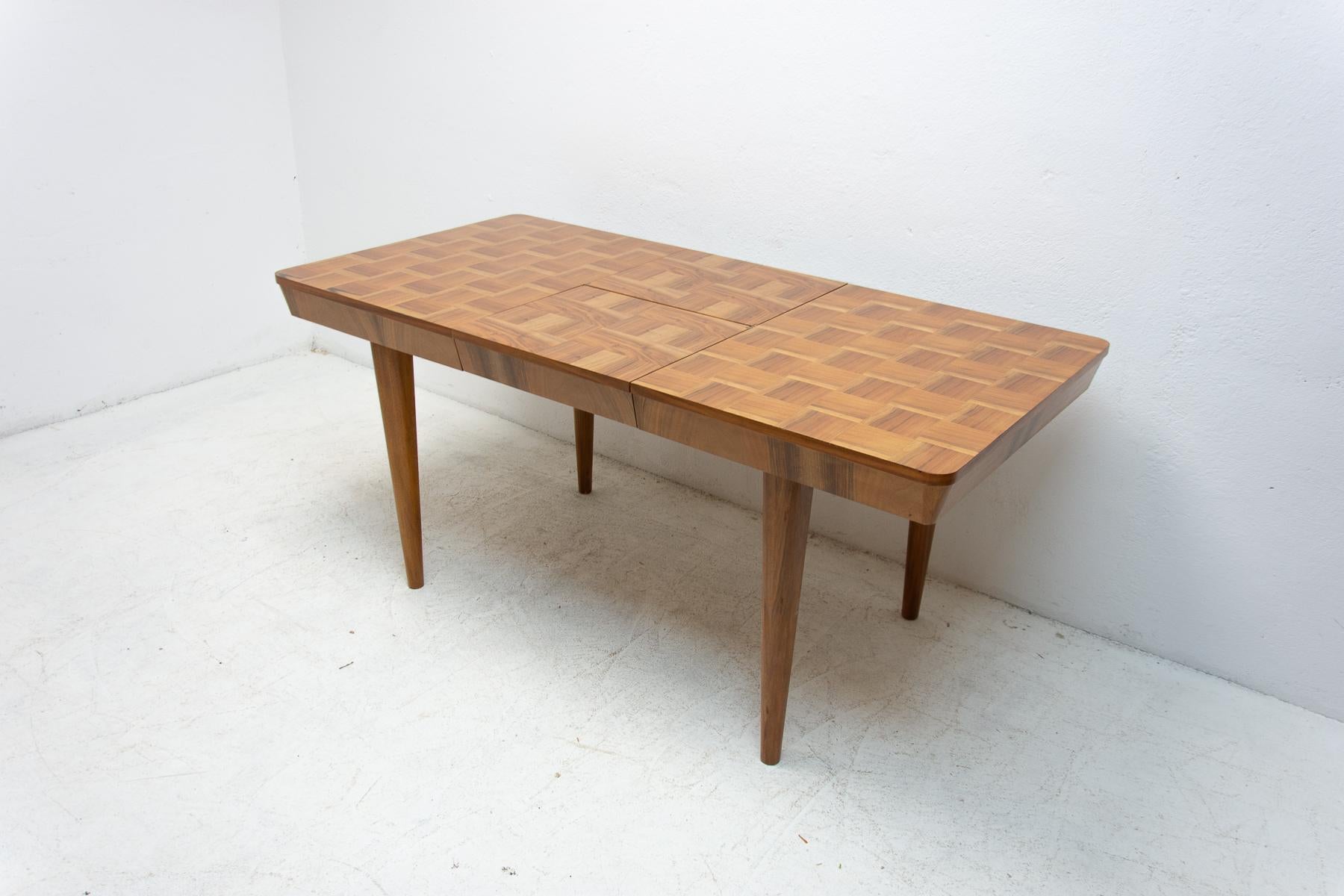 Fully Restored Midcentury Adjustable Dining Table with a Chess Pattern by Jindř 7