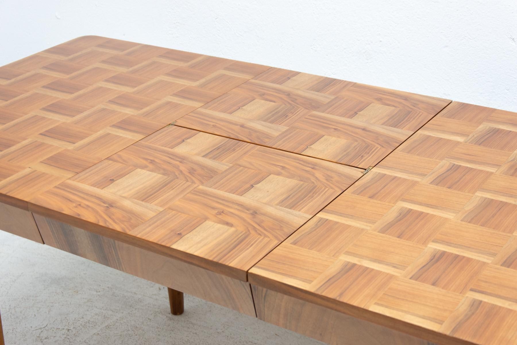 Fully Restored Midcentury Adjustable Dining Table with a Chess Pattern by Jindř 8