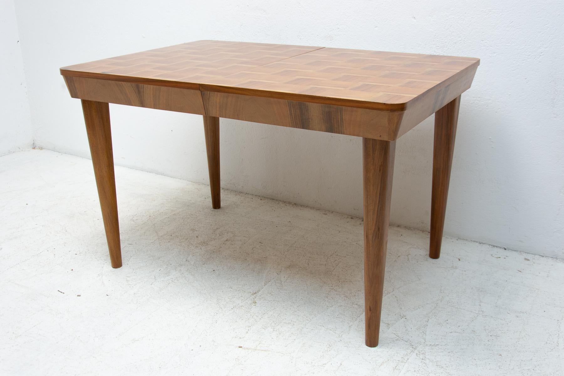 Czech Fully Restored Midcentury Adjustable Dining Table with a Chess Pattern by Jindř