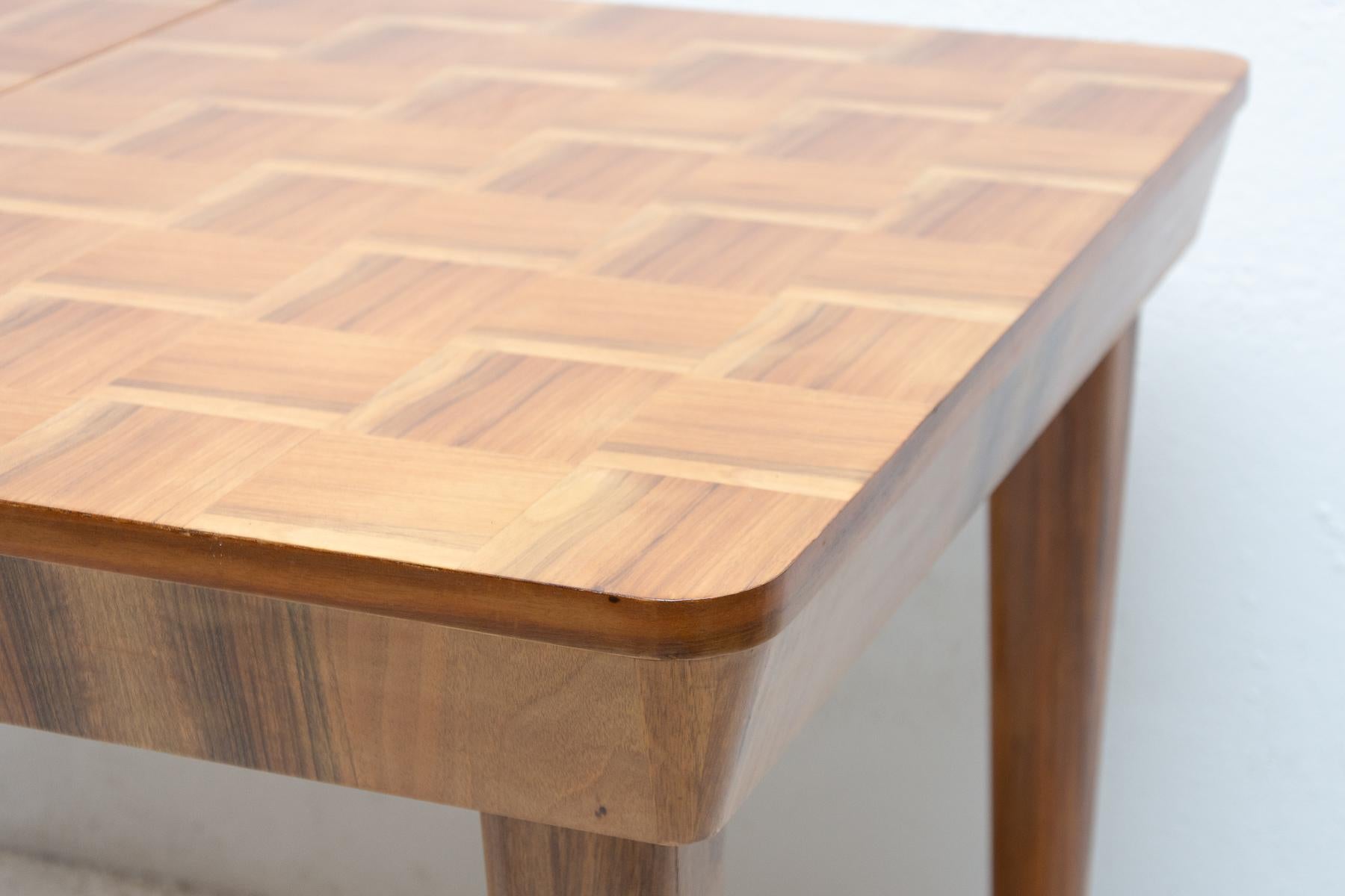 20th Century Fully Restored Midcentury Adjustable Dining Table with a Chess Pattern by Jindř