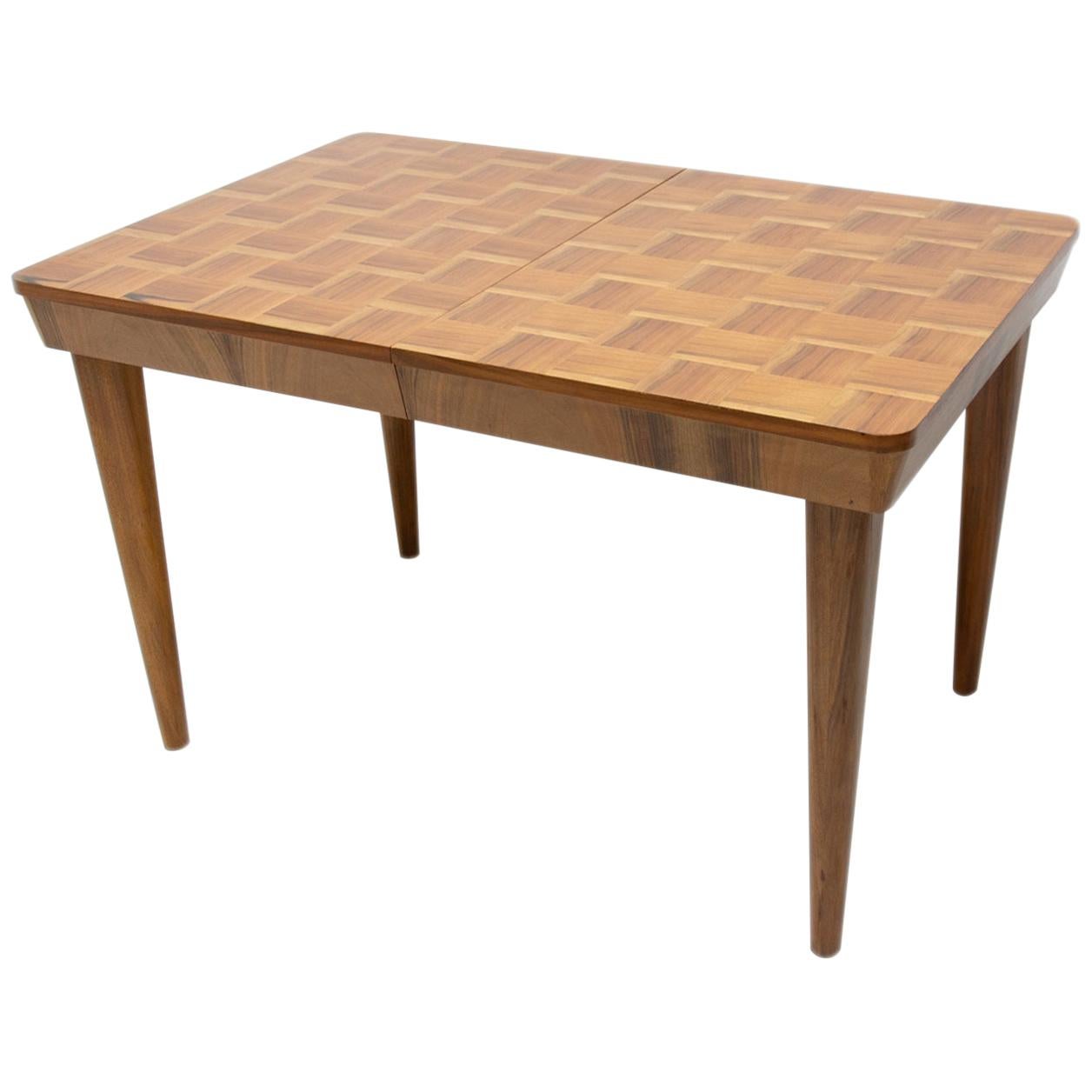 Fully Restored Midcentury Adjustable Dining Table with a Chess Pattern by Jindř