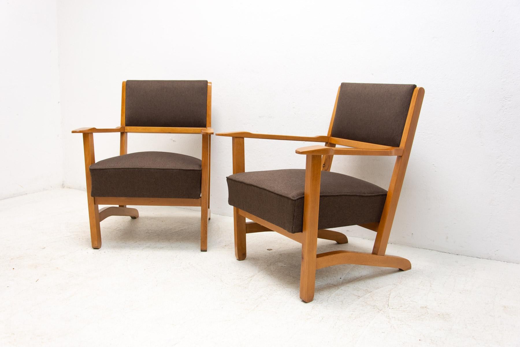 Fully Restored Mid Century Scandinavian Style Armchairs In Good Condition In Prague 8, CZ