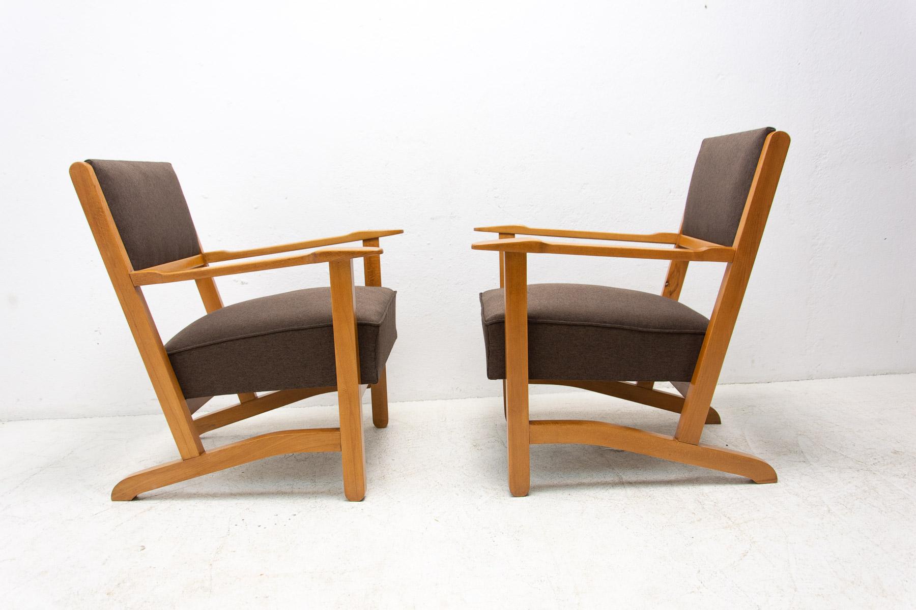 Fabric Fully Restored Mid Century Scandinavian Style Armchairs