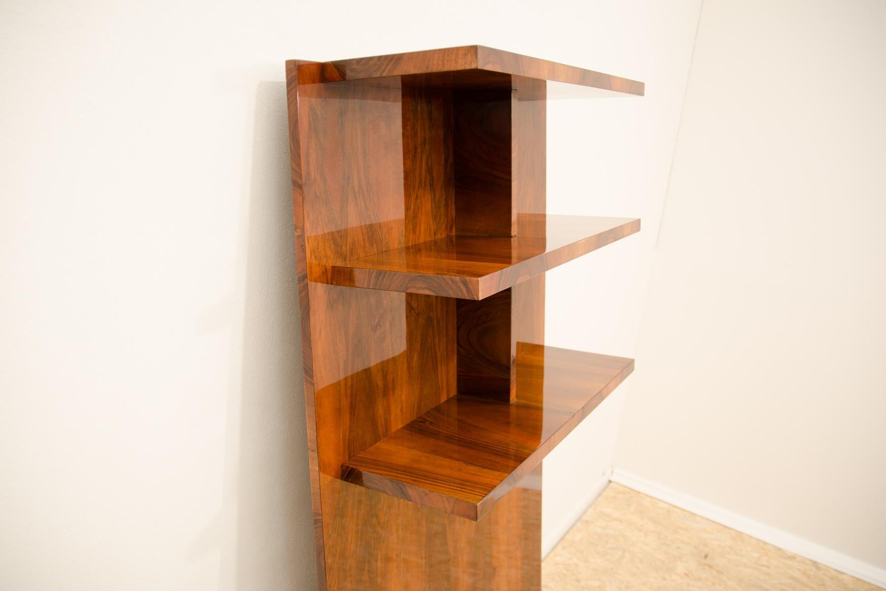 Fully restored modernist Wall shelf or bookcase, Czechoslovakia, 1930s For Sale 8