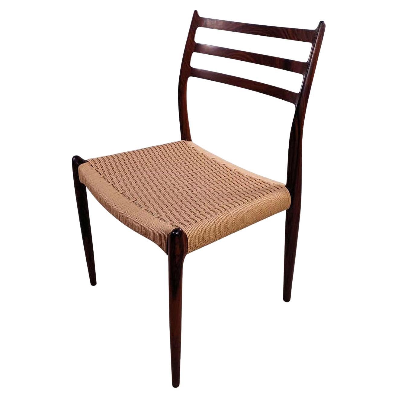 Fully Restored Niels Otto Møller Model 78 Rosewood Dining Chair with Papercord