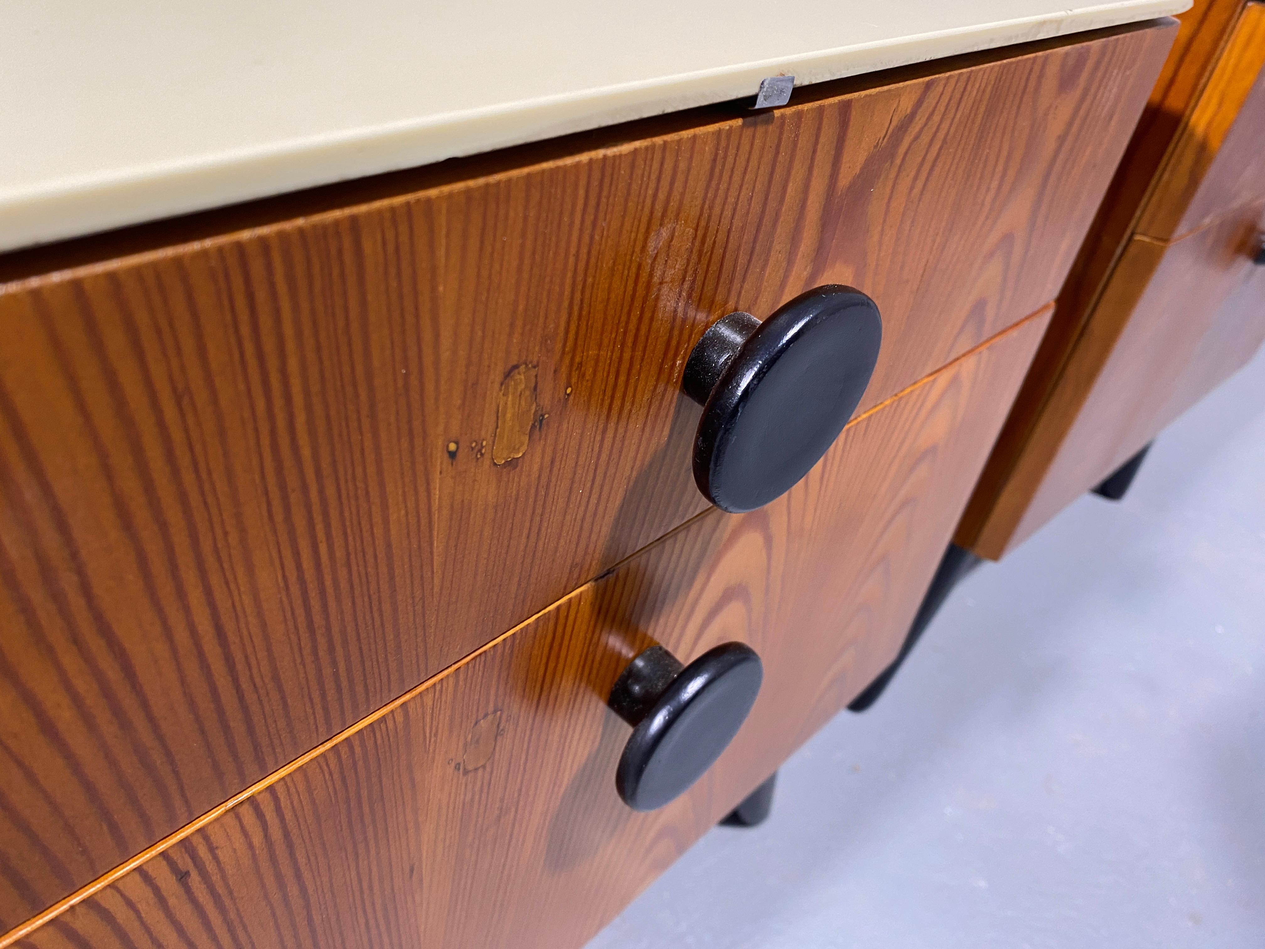 Fully restored night stands by Jindřich Halabala for ÚP Závody, 1950´s, Czech. For Sale 4
