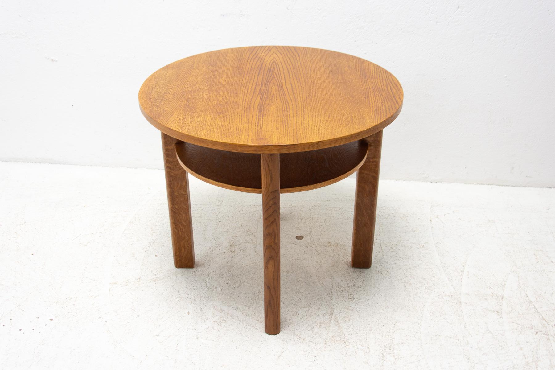 Fully Restored Oak Wood Coffee Table, 1950s, Czechoslovakia For Sale 2