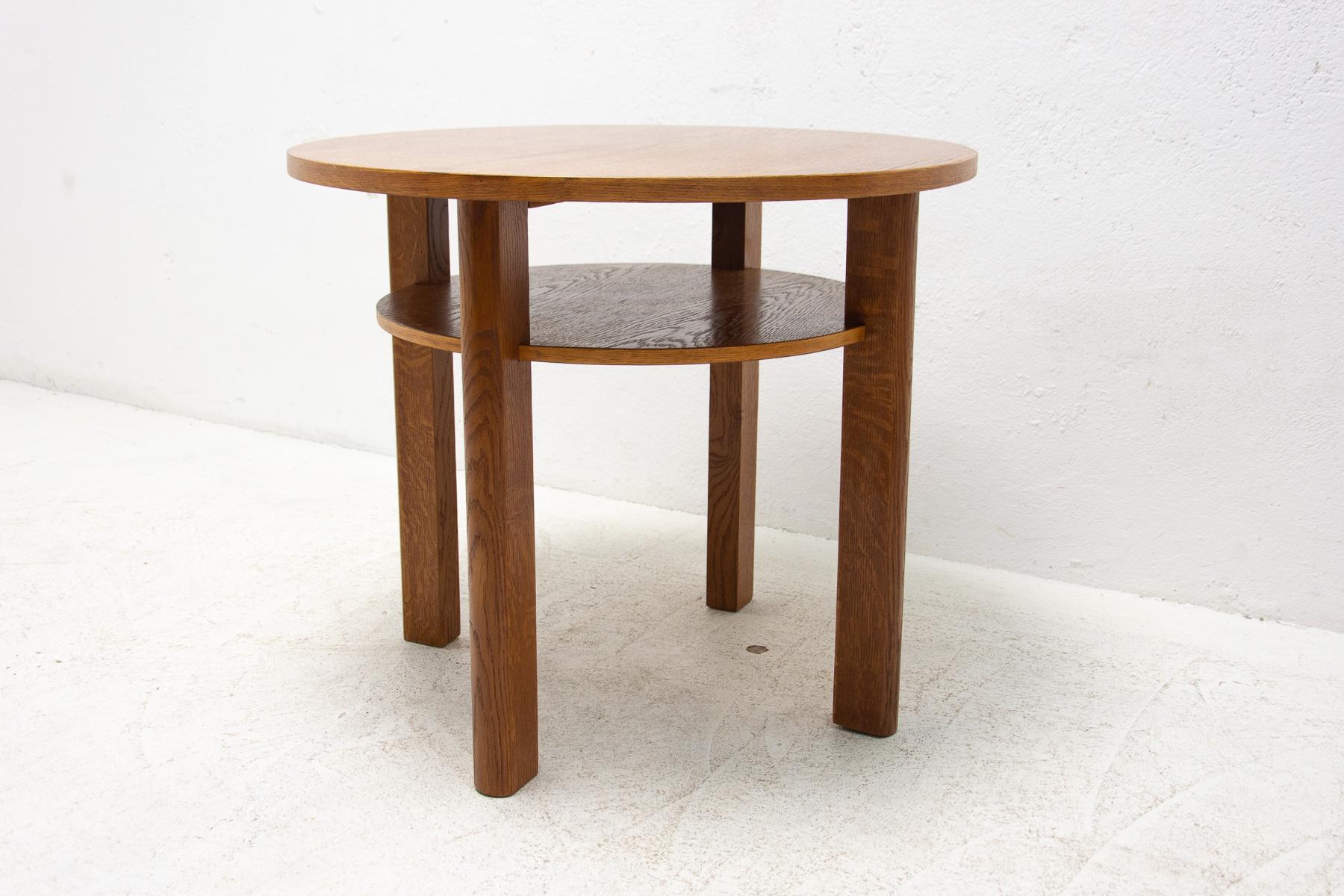 Fully Restored Oak Wood Coffee Table, 1950s, Czechoslovakia For Sale 4