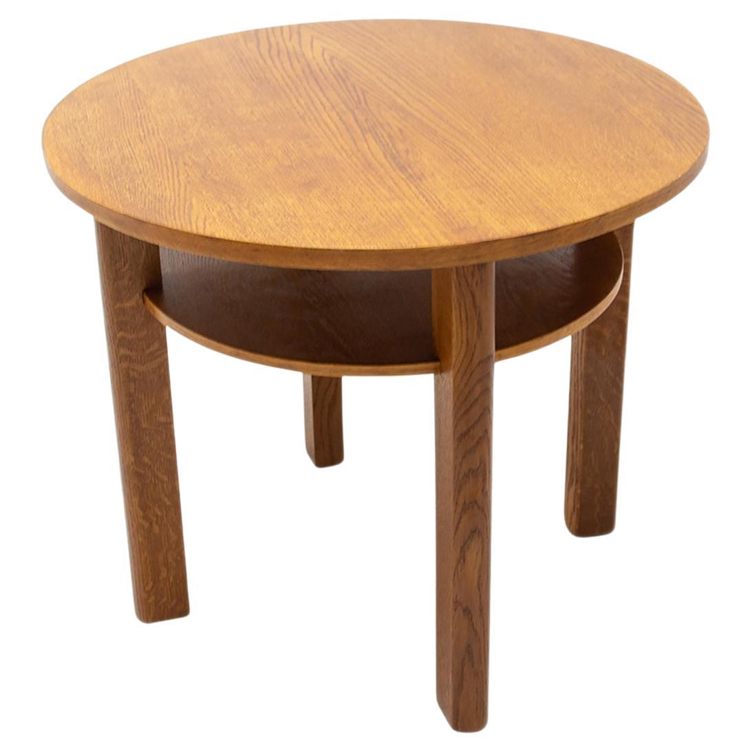 Fully Restored Oak Wood Coffee Table, 1950s, Czechoslovakia For Sale