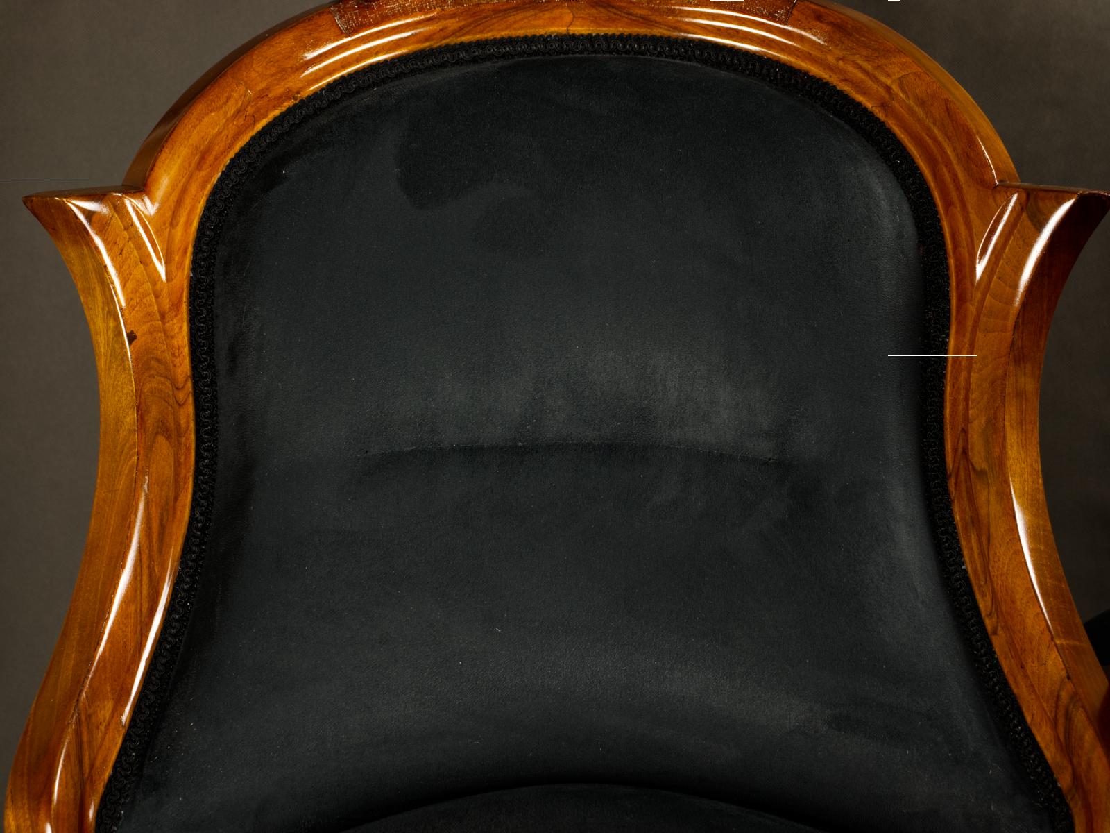 Fully Restored Pair of Black Biedermeier Armchairs 19th Century For Sale 5