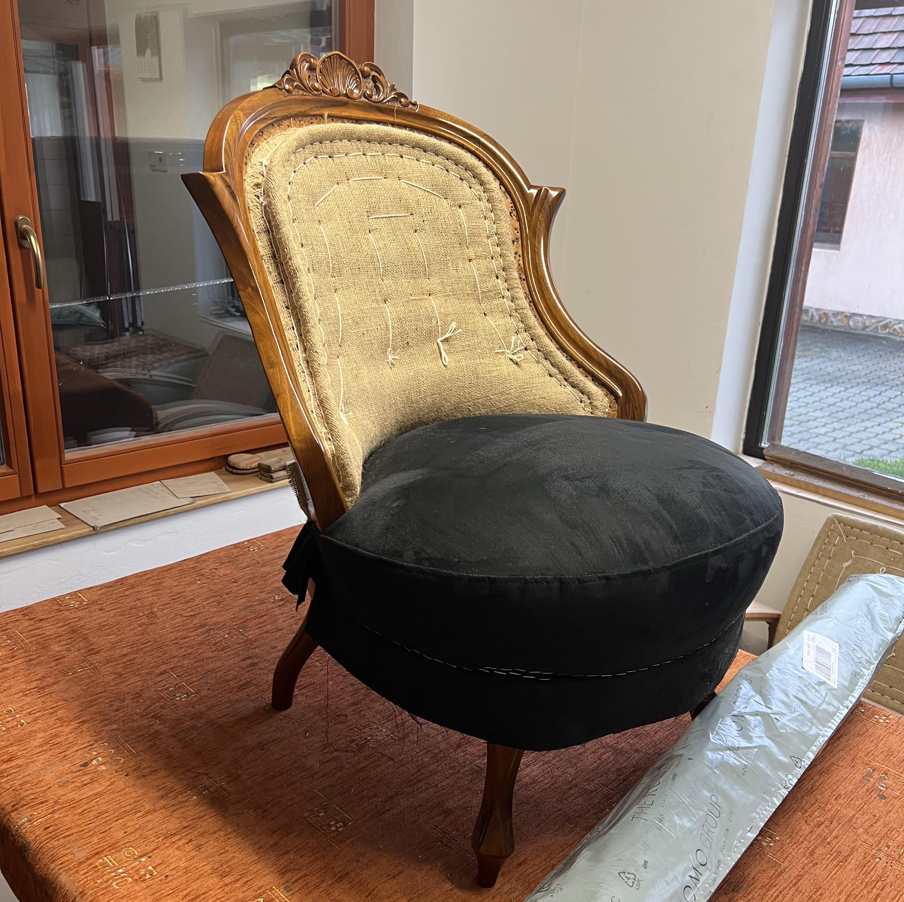 Fully Restored Pair of Black Biedermeier Armchairs 19th Century For Sale 7
