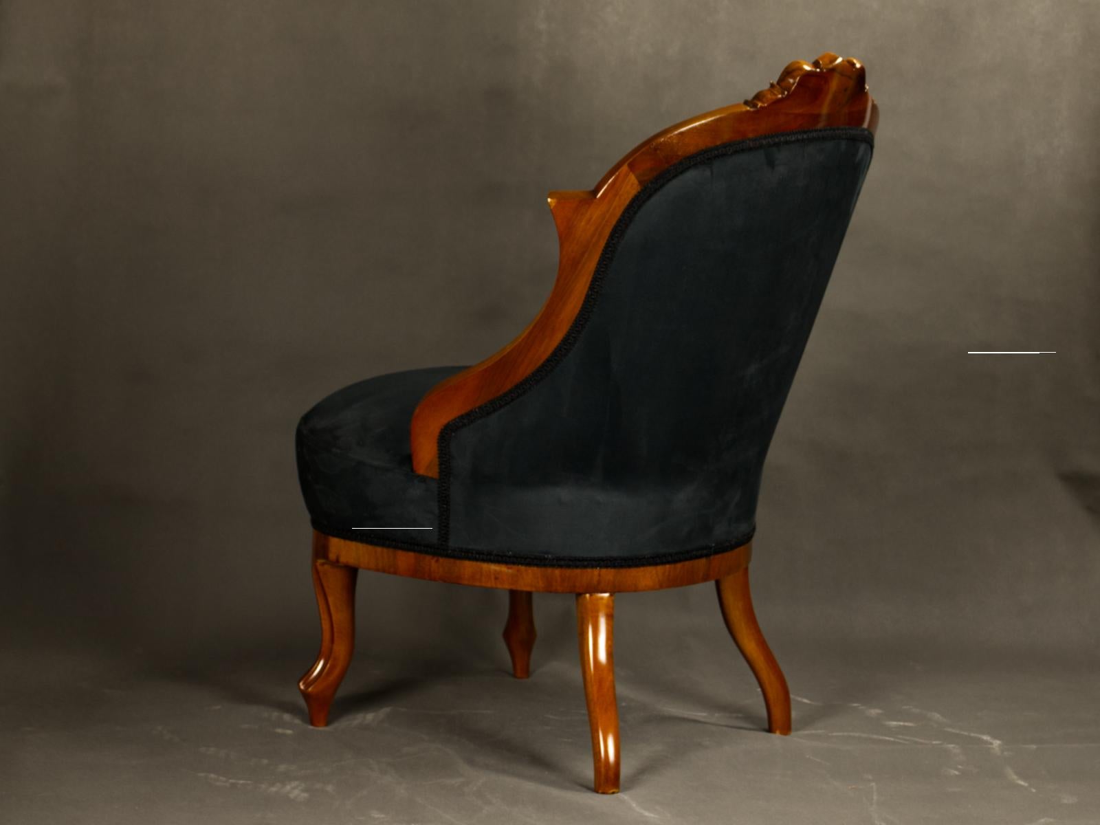 Vollständig restauriertes Paar schwarzer Biedermeier-Sessel, 19. Jahrhundert (Österreichisch) im Angebot