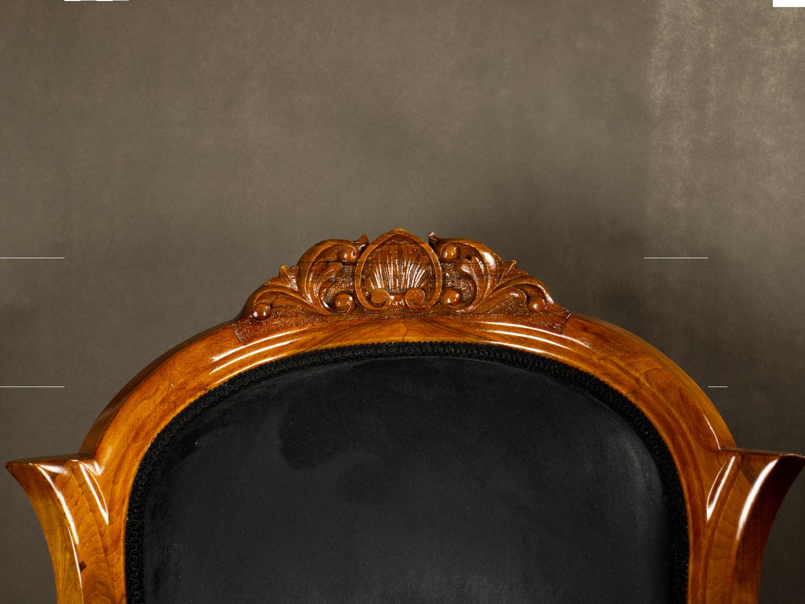 Fully Restored Pair of Black Biedermeier Armchairs 19th Century For Sale 4