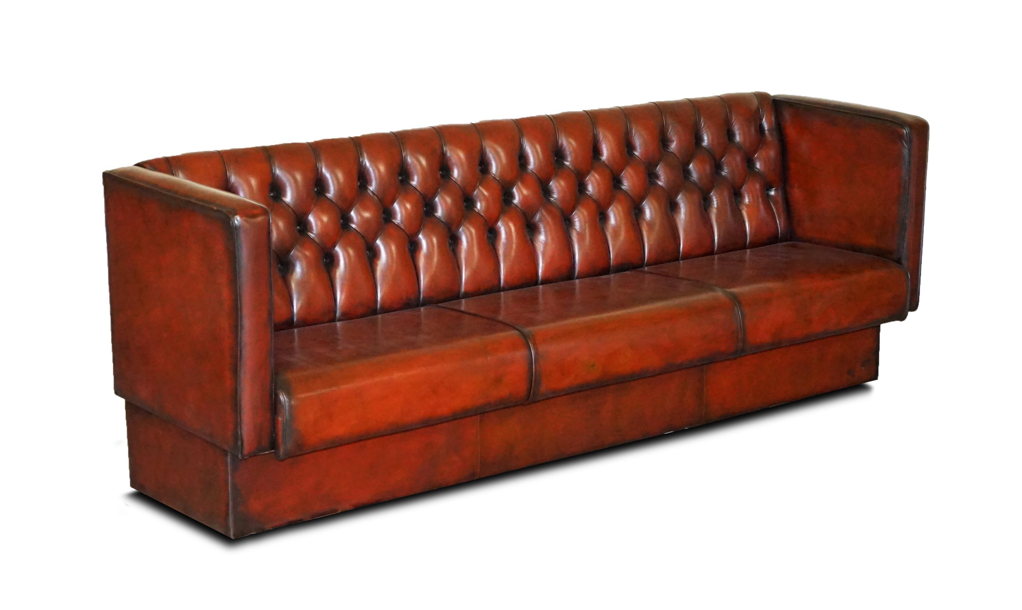 We are delighted to offer for sale this stunning pair of huge 4-5 seat each, fully restored rich brown leather Chesterfield bench sofas

These are a very solid and well made pair of large bench sofas, they seat 10 without too much bother and could