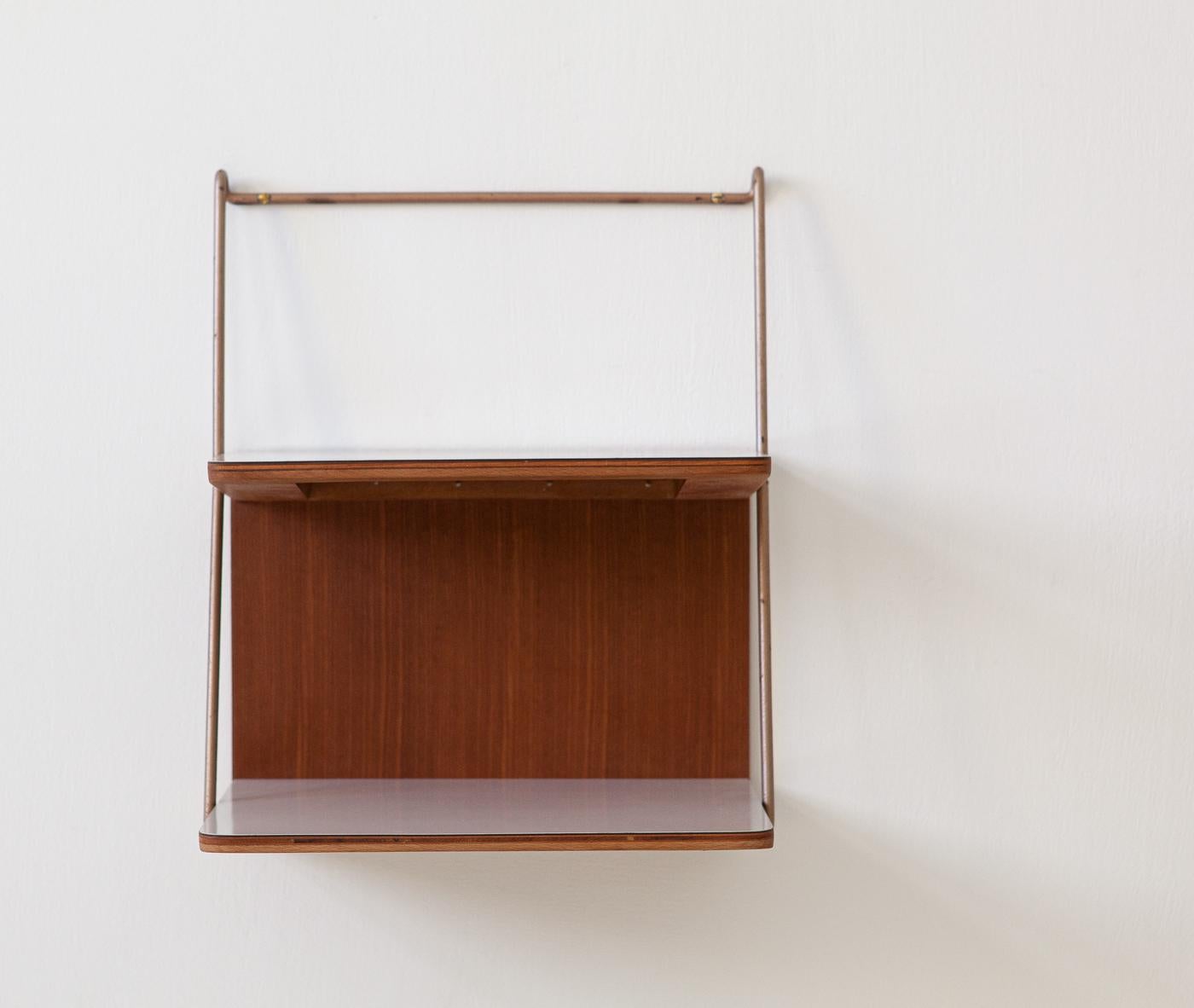 Mid-20th Century Fully Restored Pair of Italian Teak and Formica Bedside Tables