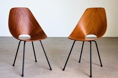 Fully Restored Pair of Medea Side Chairs in Exotic Hardwood, Nobili, 1955 Italy
