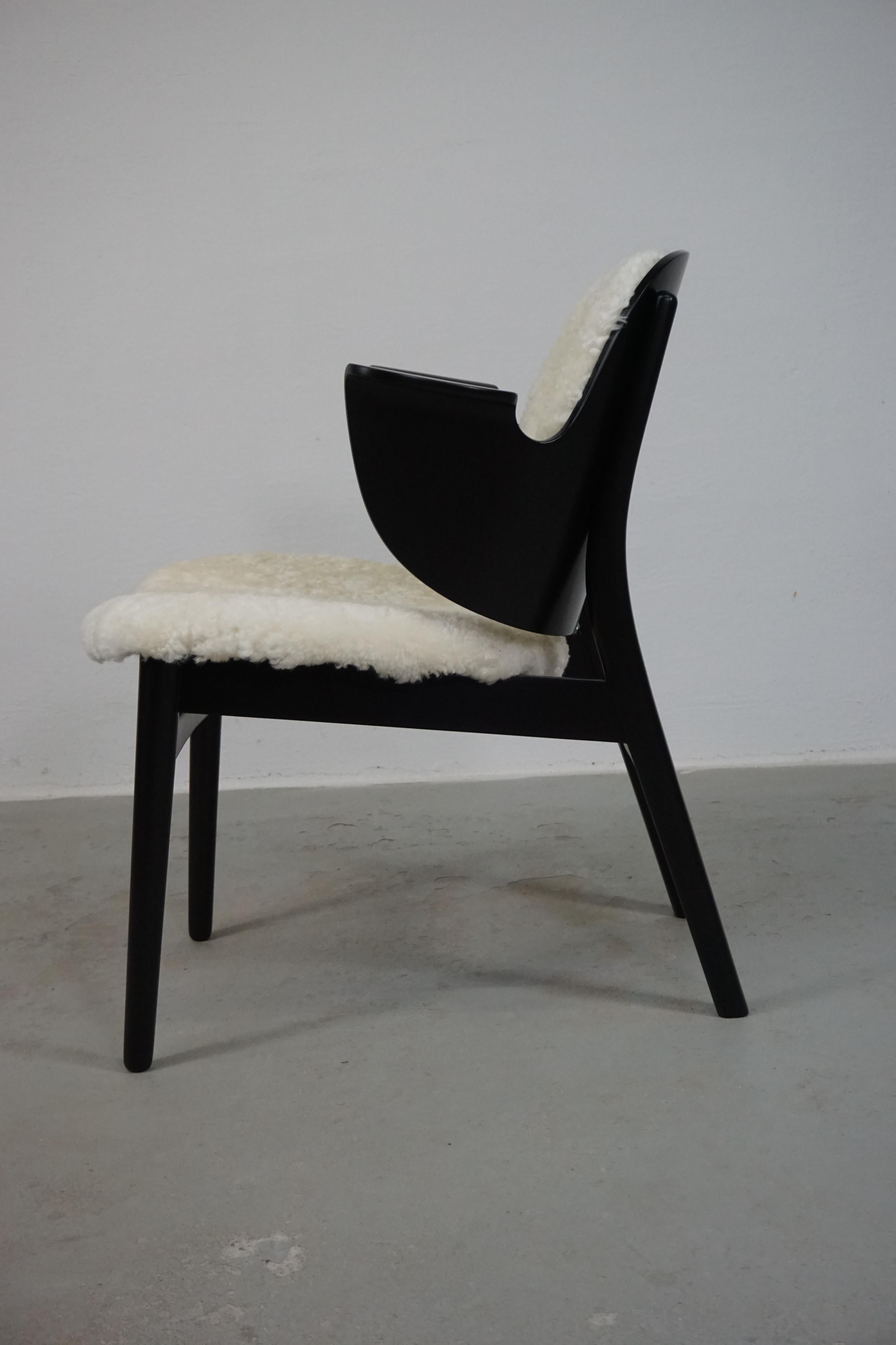 Danish 1960s Restored, Refinished Hans Olsen 107 Armchair Reupholstered with Sheepskin  For Sale
