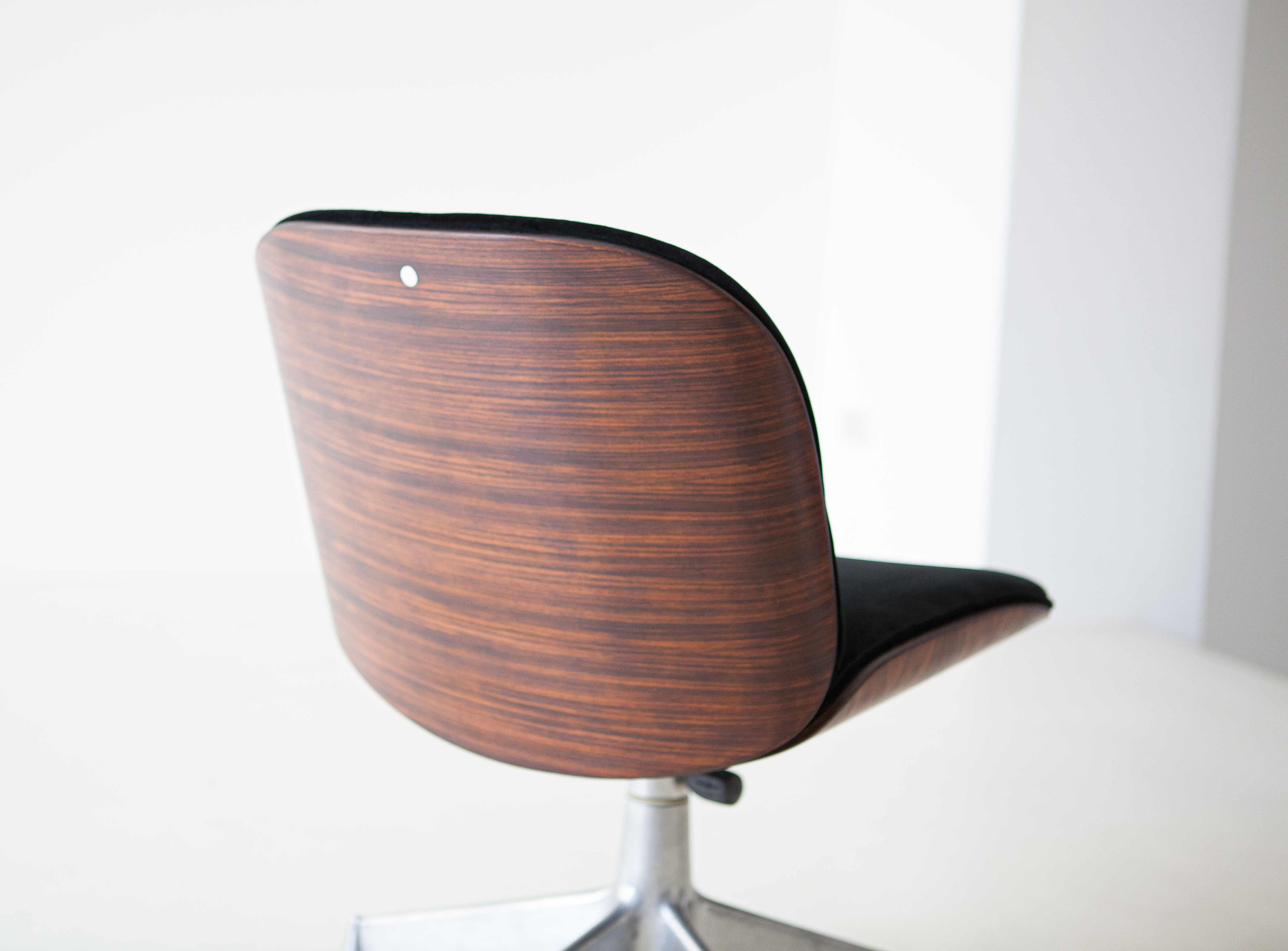 Mid-20th Century Fully Restored Rosewood Swivel Desk Chair by Ico Parisi for MIM Roma, 1950s