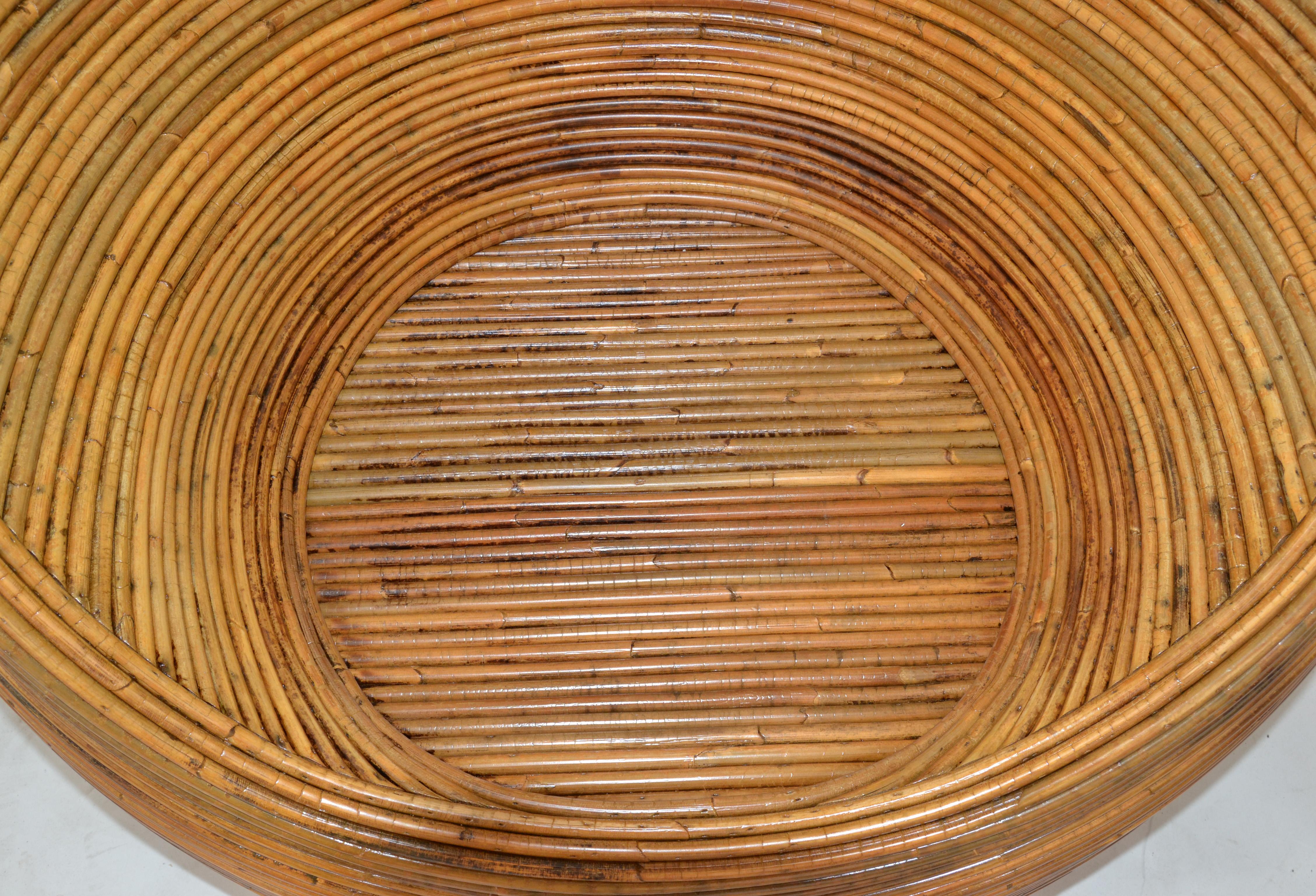 American Fully Restored Sculptural Hand-Crafted Rattan Pod Tub Club Chair Bohemian Chic For Sale