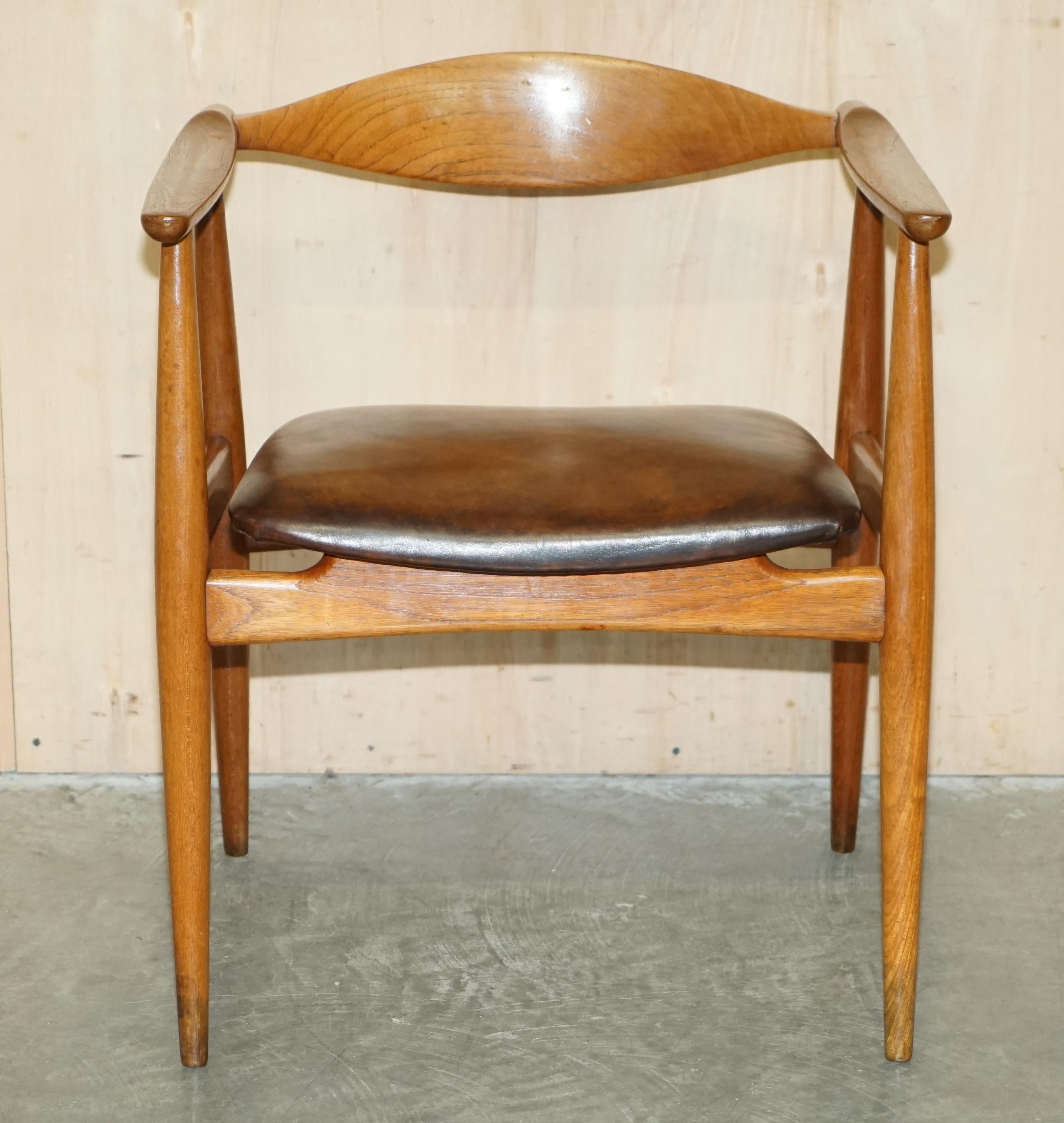 Hand-Crafted FULLY RESTORED & STAMPED 1960's HANS J WEGNER CH 35 BROWN LEATHER ARMCHAIR For Sale