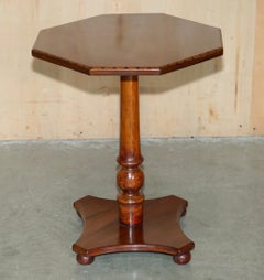 FULLY RESTORED SUBLiME ANTIQUE CIRCA 1880 HARDWOOD INLAID TRIPOD SIDE LAMP TABLE
