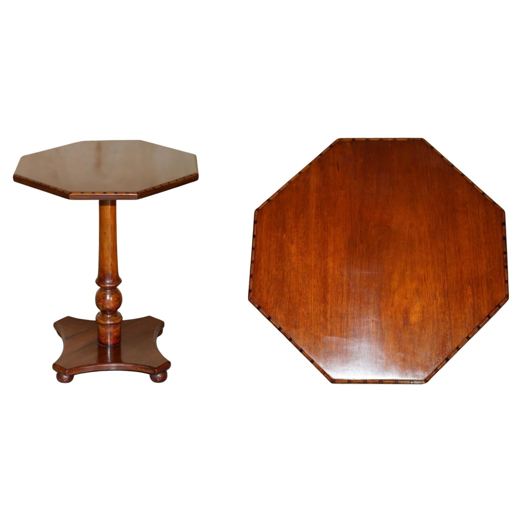 FULLY RESTORED SUBLiME ANTIQUE CIRCA 1880 HARDWOOD INLAID TRIPOD SIDE LAMP TABLE