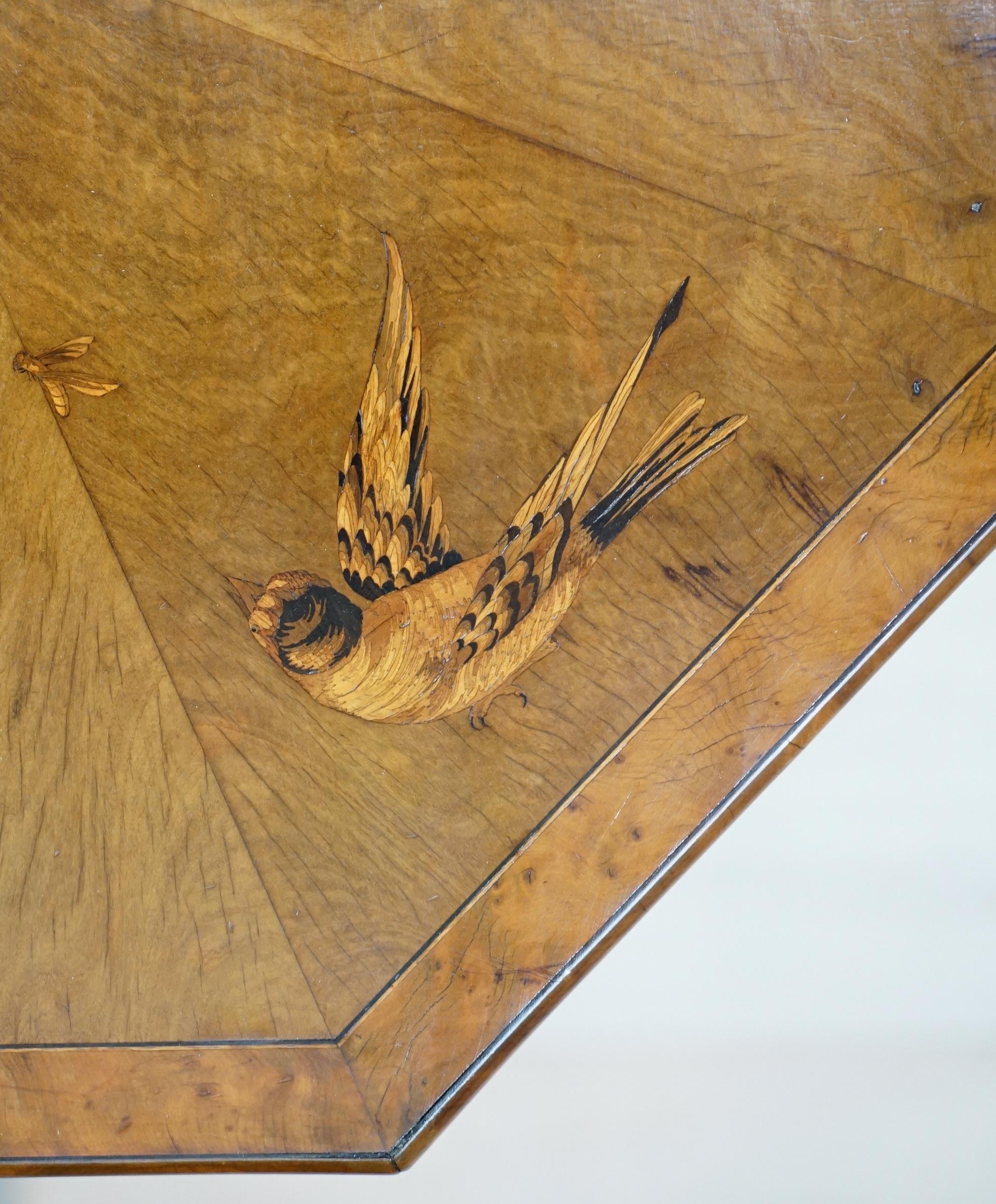 Fully Restored Sublime Antique Marquetry Inlaid Bird Occasional Side Lamp Table For Sale 1