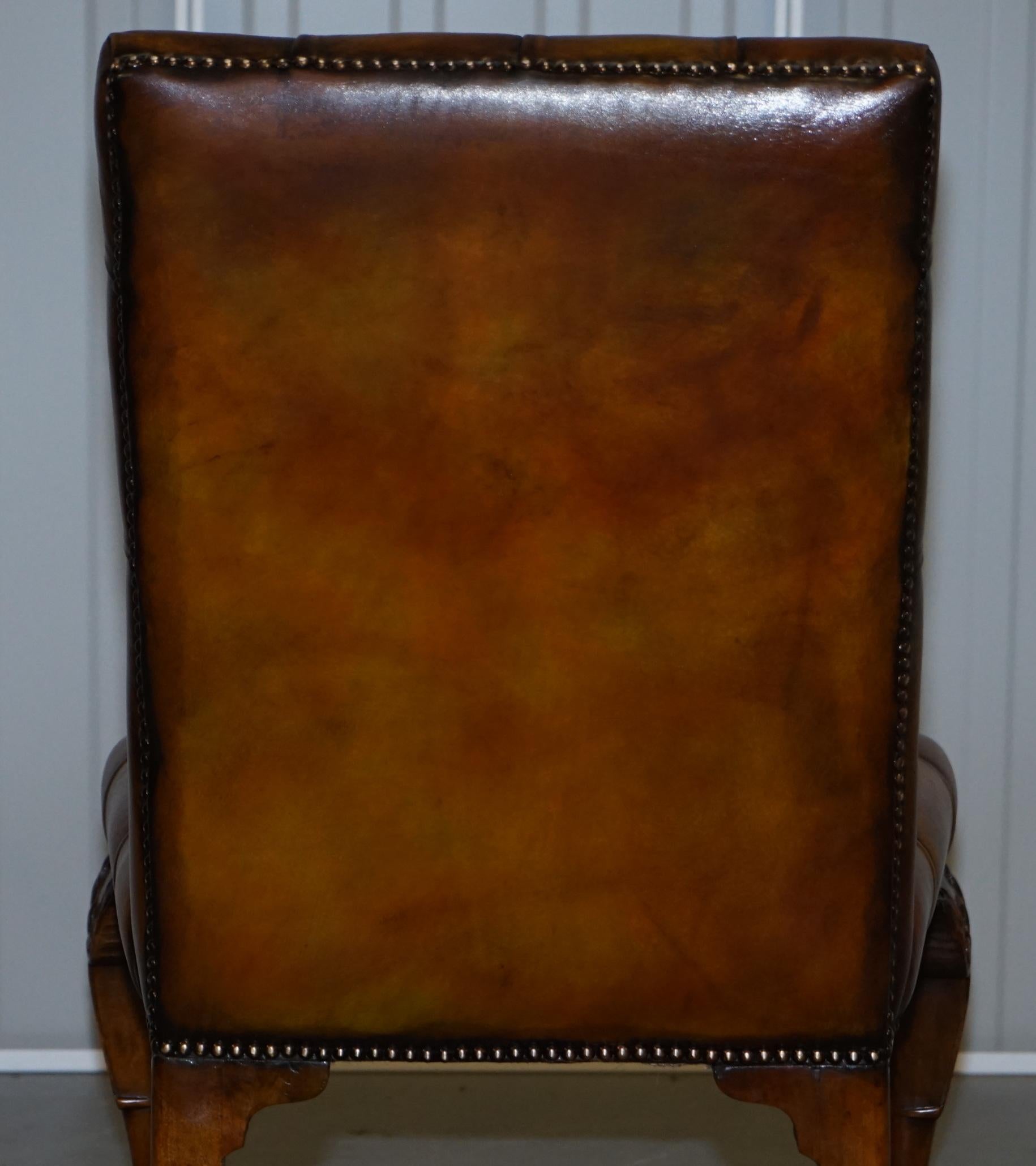 Fully Restored Suite of New Leather Chesterfield Dining Chairs Claw & Ball Feet For Sale 4