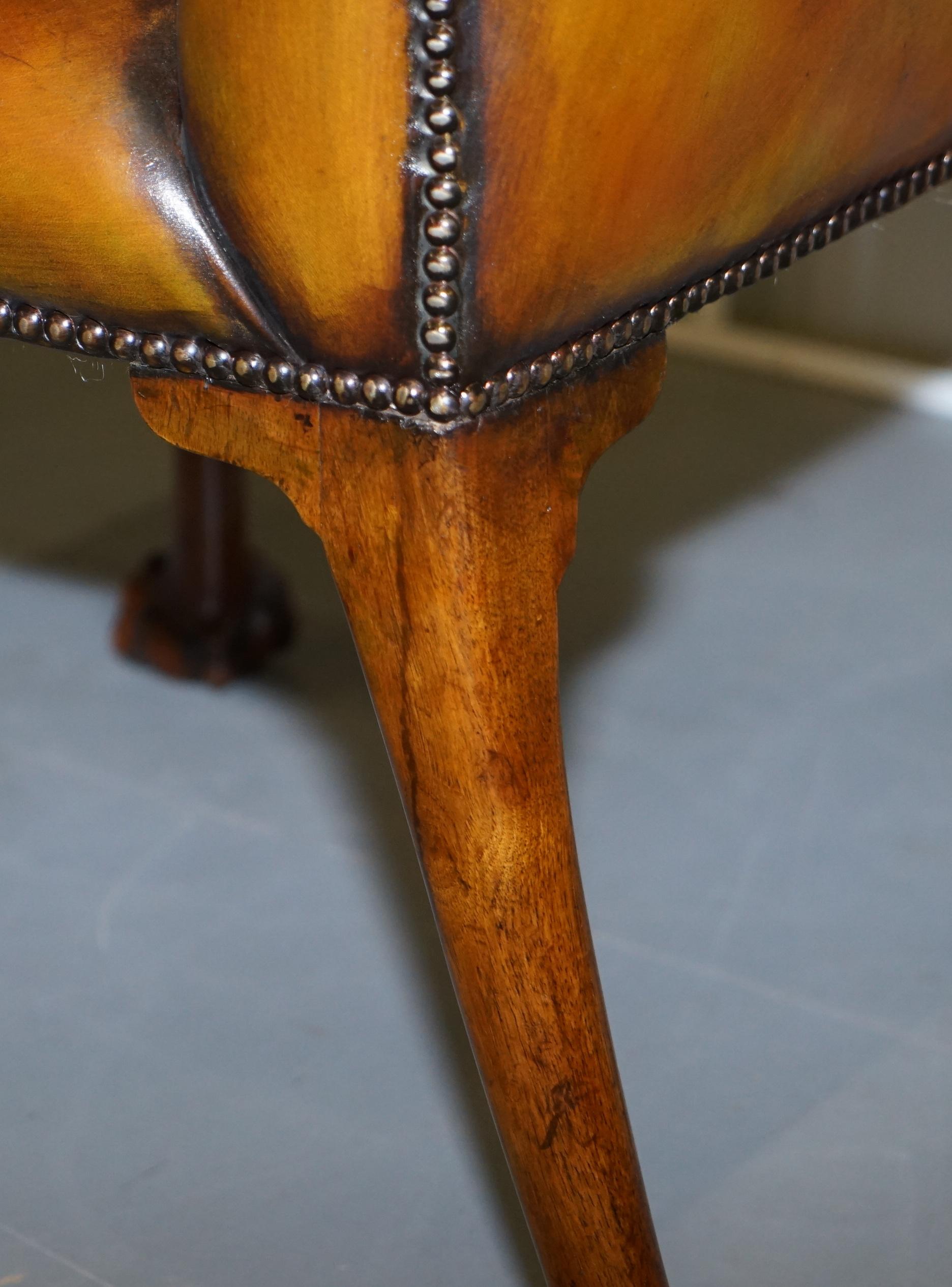 Fully Restored Suite of New Leather Chesterfield Dining Chairs Claw & Ball Feet For Sale 8