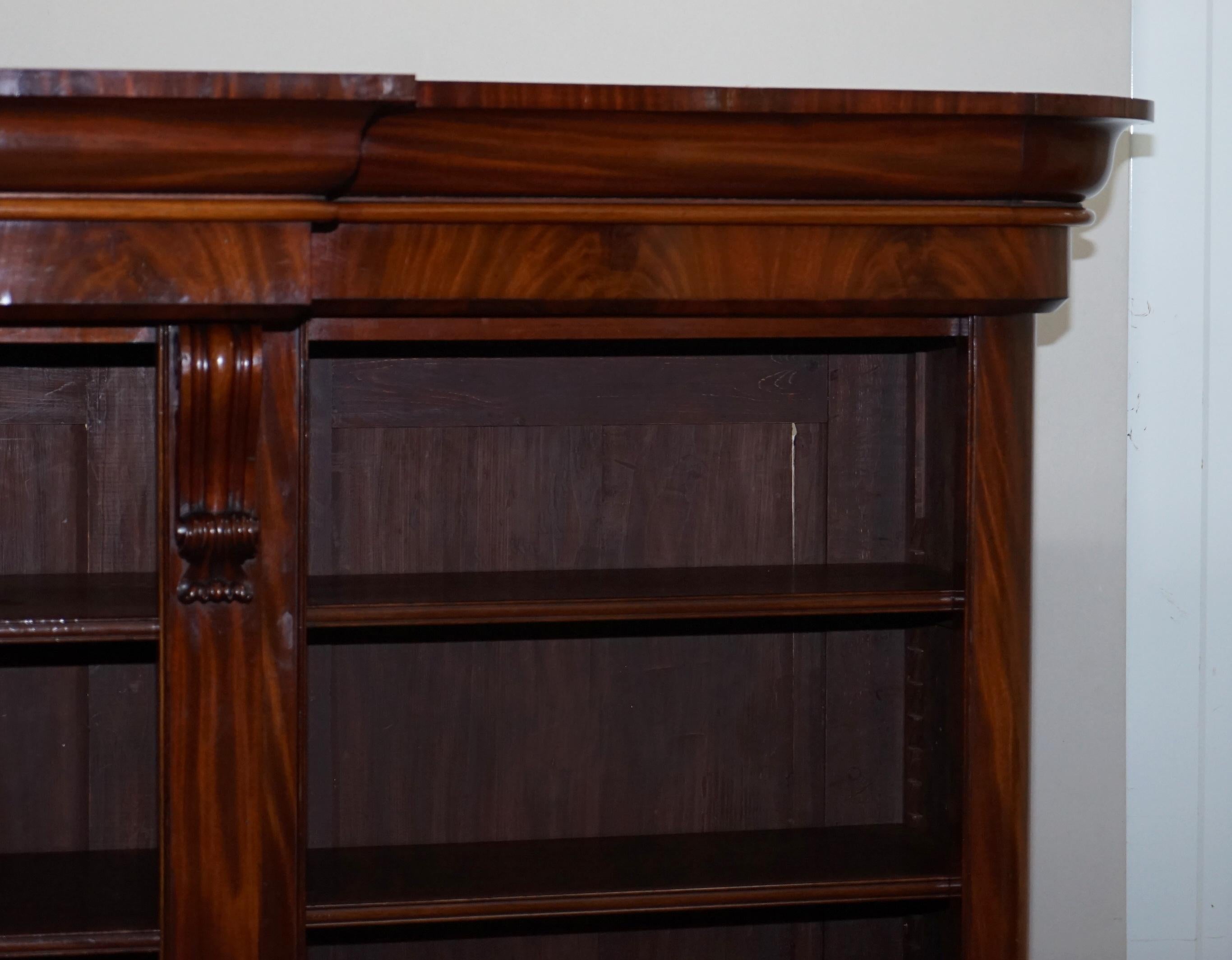 Fully Restored Victorian circa 1860 Hardwood Library Open Breakfront Bookcase 6