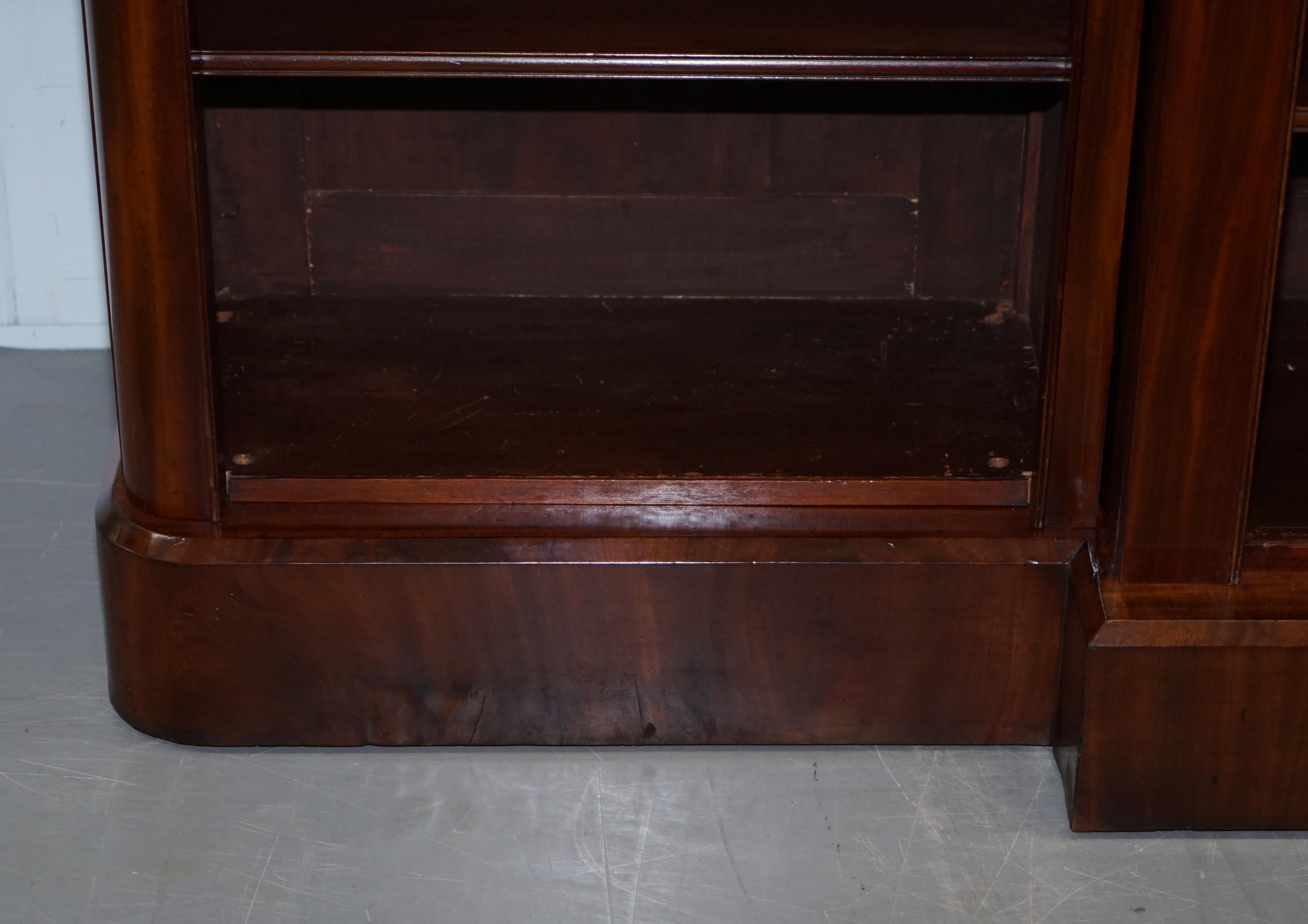 Hand-Crafted Fully Restored Victorian circa 1860 Hardwood Library Open Breakfront Bookcase