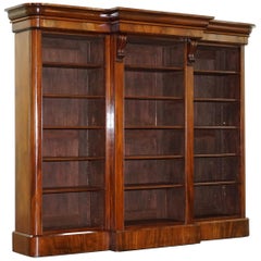 Fully Restored Victorian circa 1860 Hardwood Library Open Breakfront Bookcase