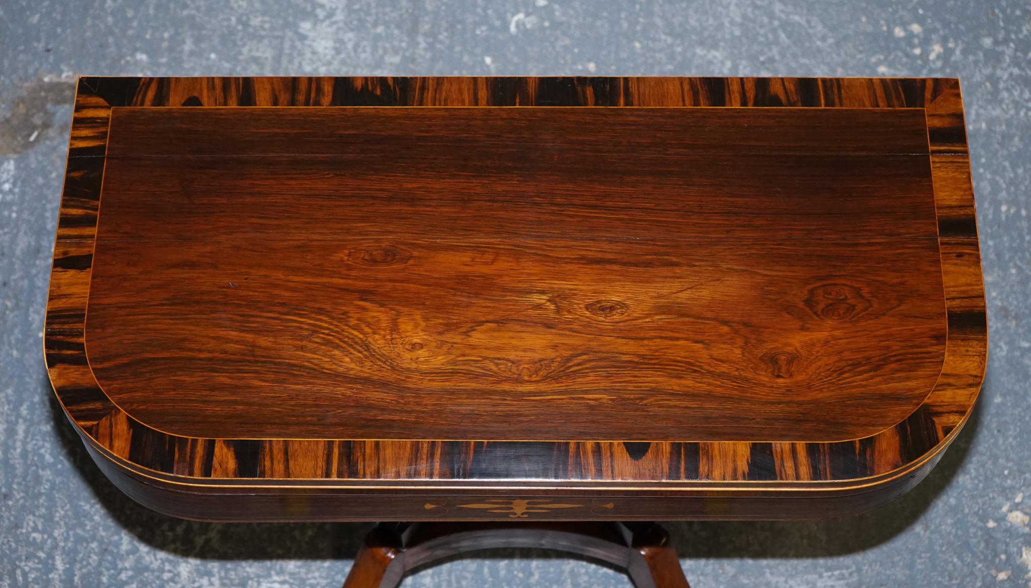 FULLY RESTORED GEORGIAN GAMES CARD FOLDING TABLE ON ORIGiNAL BRASS CASTORS For Sale 3