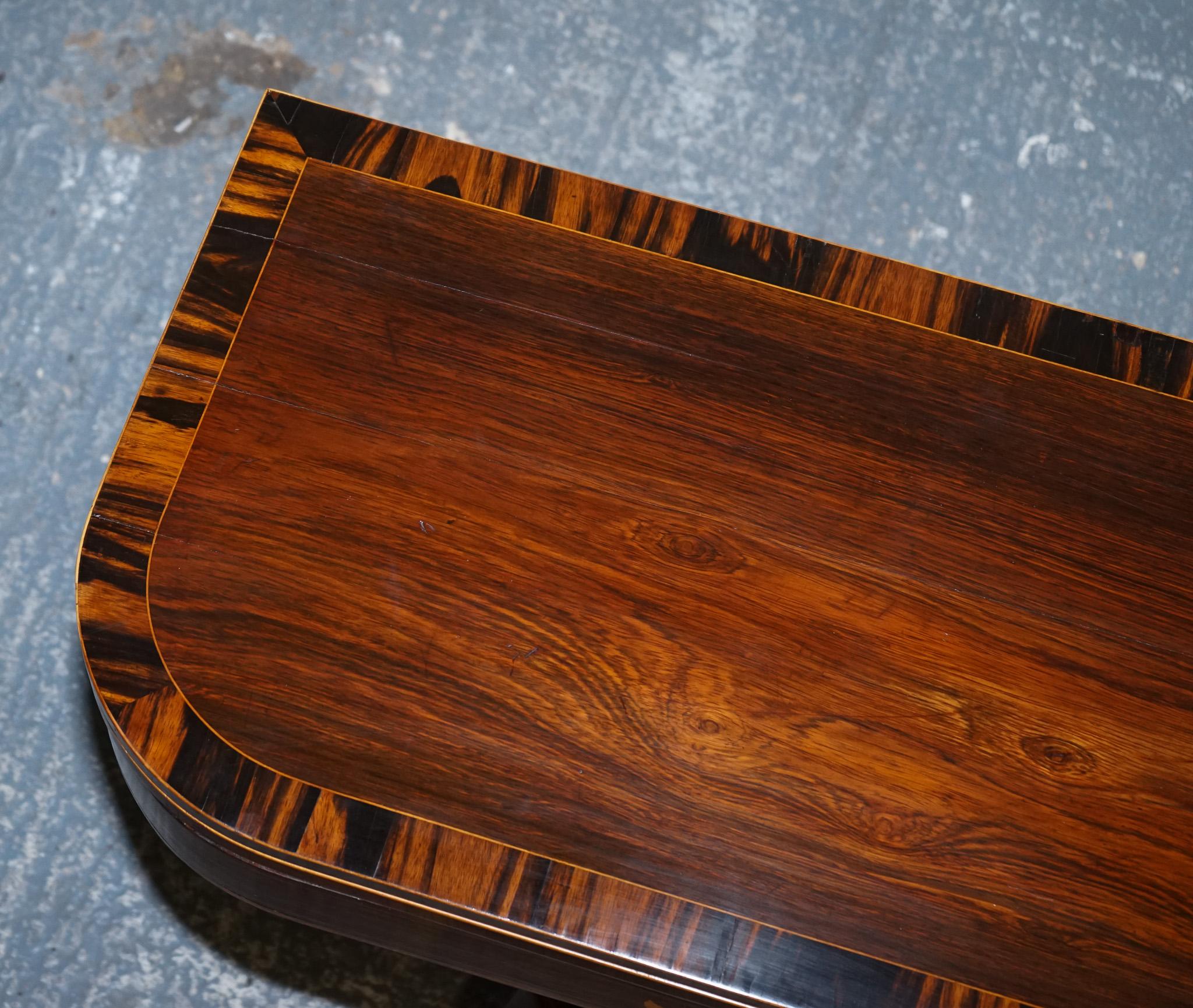 FULLY RESTORED GEORGIAN GAMES CARD FOLDING TABLE ON ORIGiNAL BRASS CASTORS For Sale 4