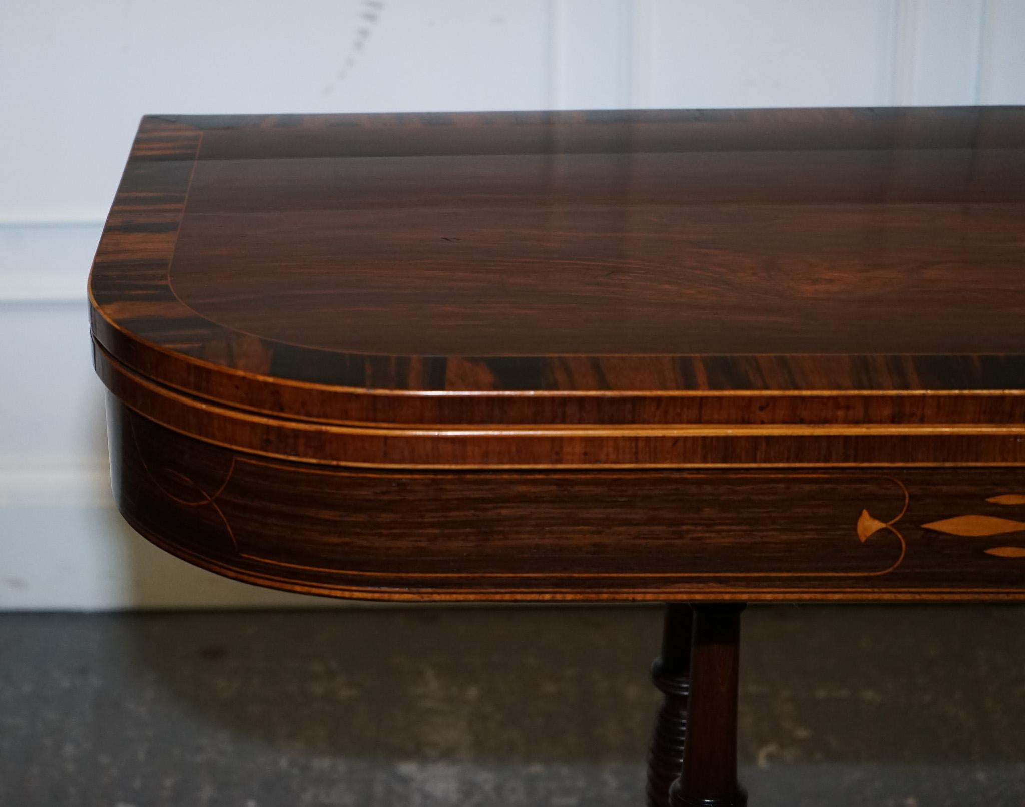FULLY RESTORED GEORGIAN GAMES CARD FOLDING TABLE ON ORIGiNAL BRASS CASTORS For Sale 6