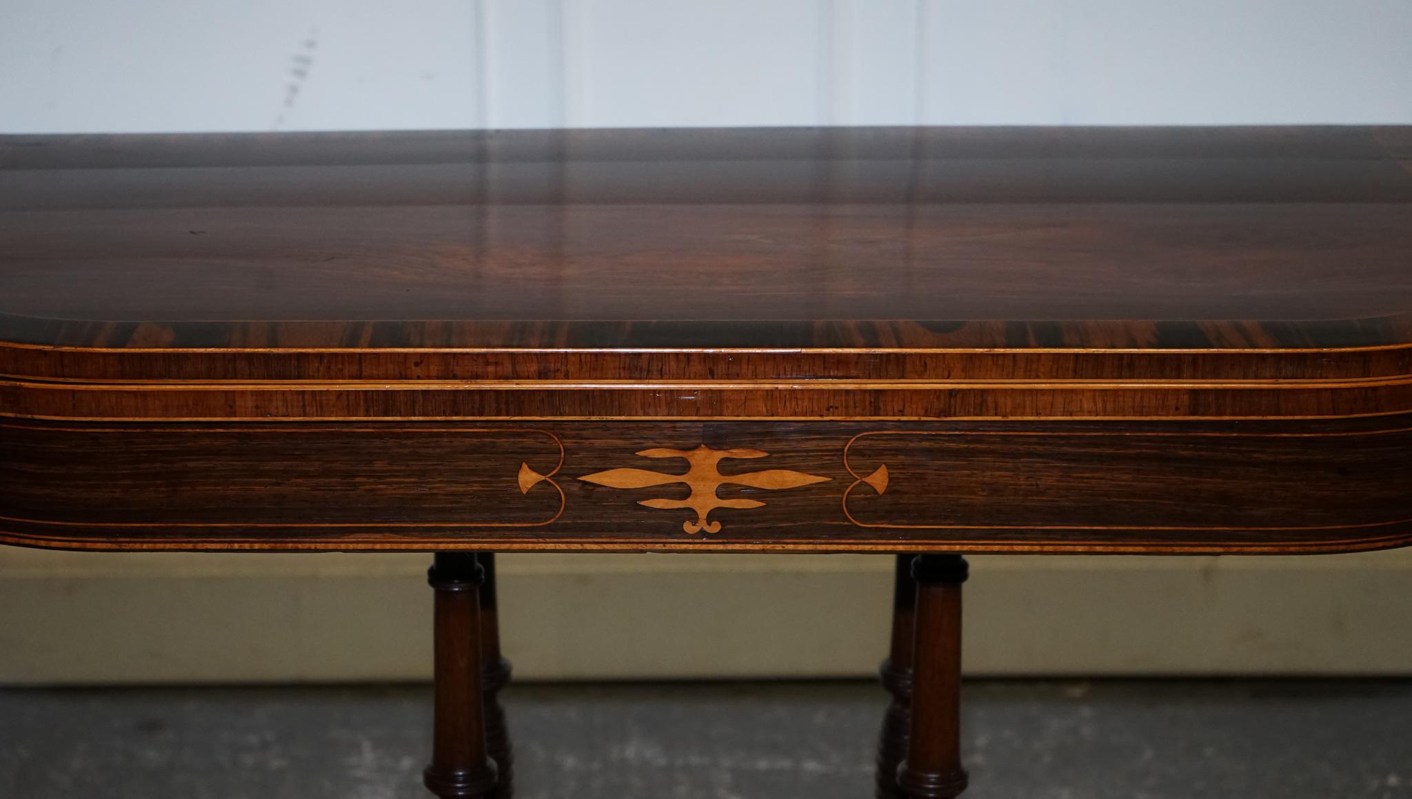 FULLY RESTORED GEORGIAN GAMES CARD FOLDING TABLE ON ORIGiNAL BRASS CASTORS For Sale 7