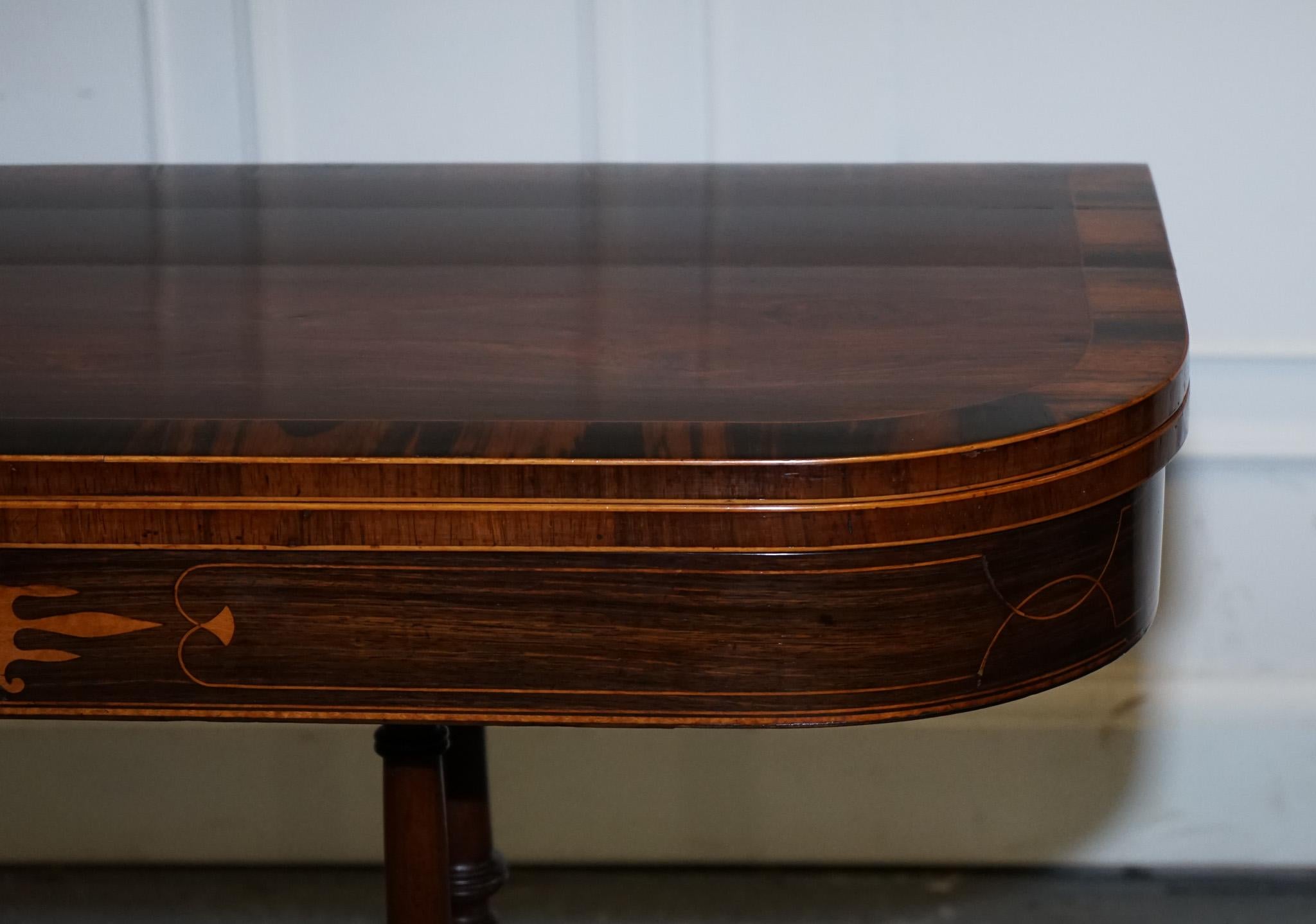 FULLY RESTORED GEORGIAN GAMES CARD FOLDING TABLE ON ORIGiNAL BRASS CASTORS For Sale 8