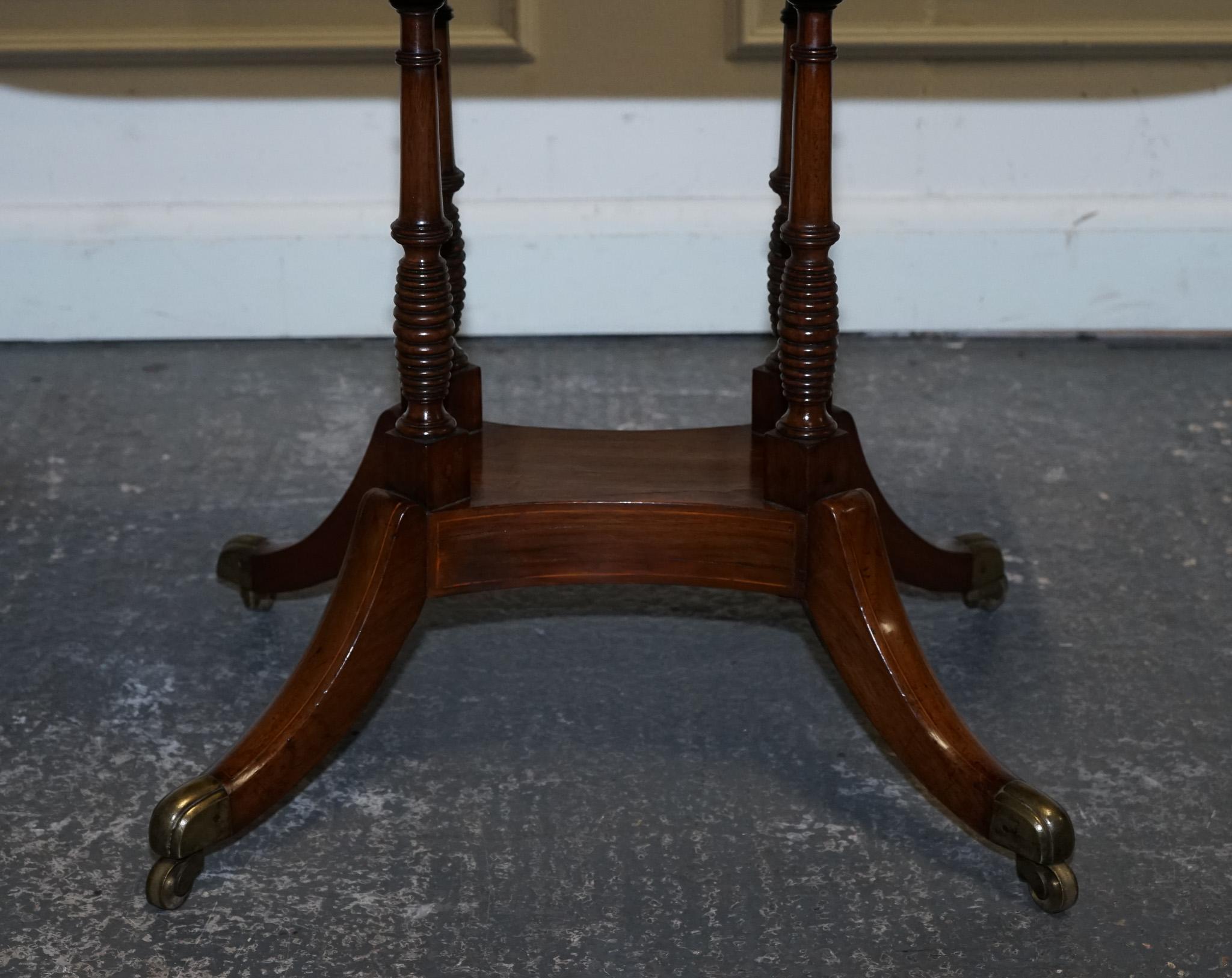 FULLY RESTORED GEORGIAN GAMES CARD FOLDING TABLE ON ORIGiNAL BRASS CASTORS For Sale 9
